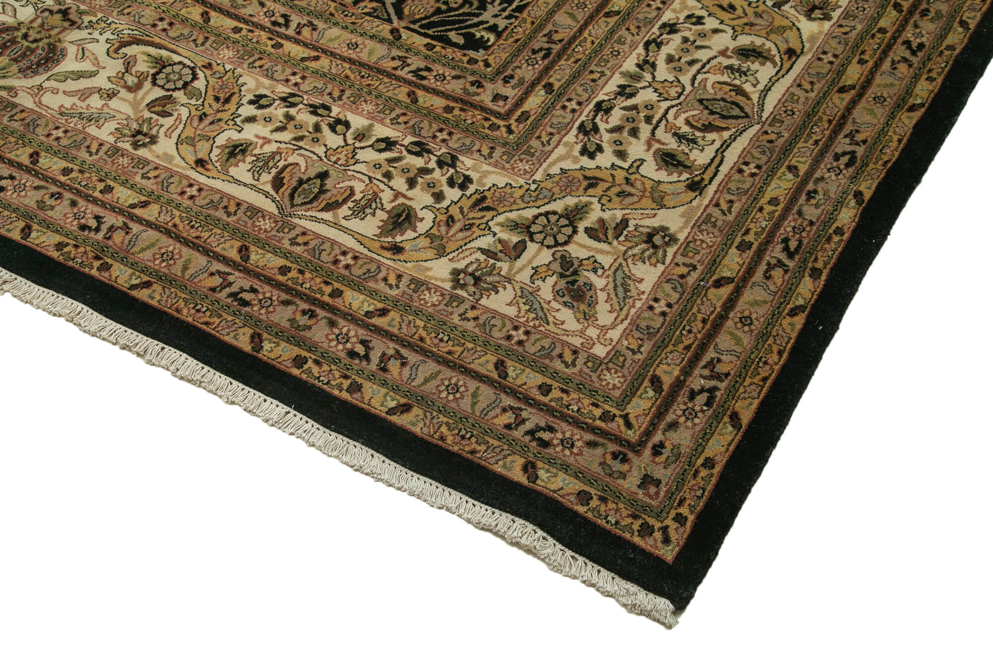 Handmade Wool Area Rug - Tebriz Classic Beige Cotton Wool Rug 11'10''x17'10''