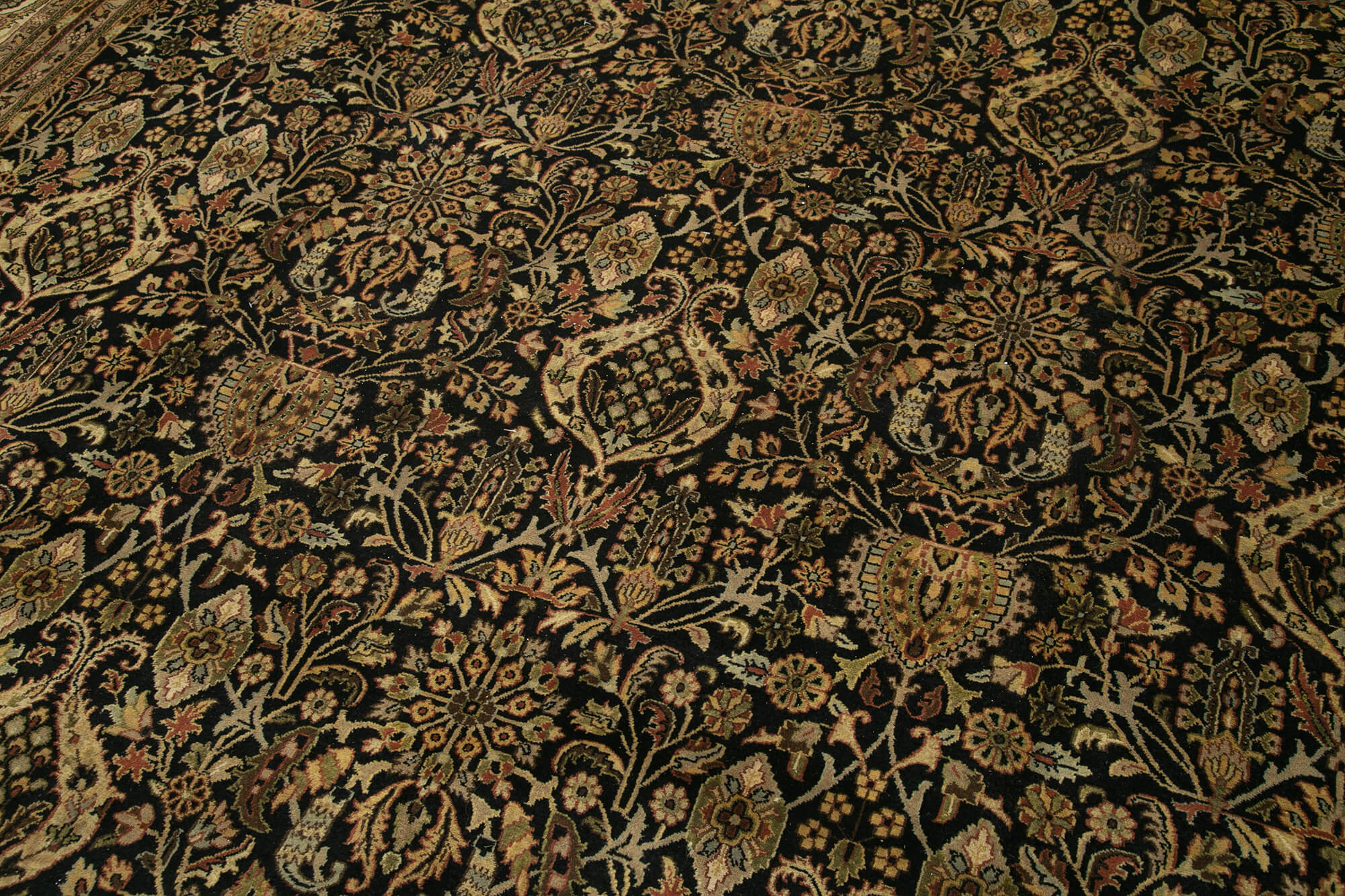 Handmade Wool Area Rug - Tebriz Classic Beige Cotton Wool Rug 11'10''x17'10''