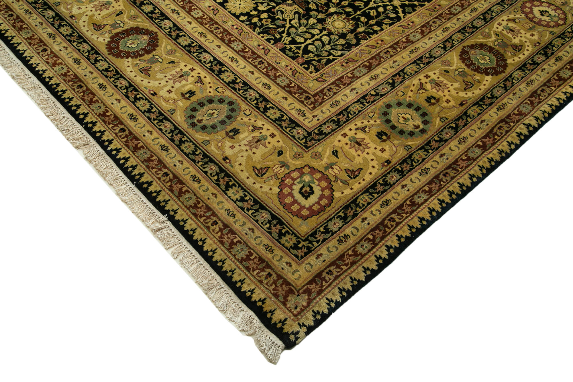 Handmade Wool Area Rug - Vintage Turkish Carpet | Classic Cotton Rug 11'9"x17'9"