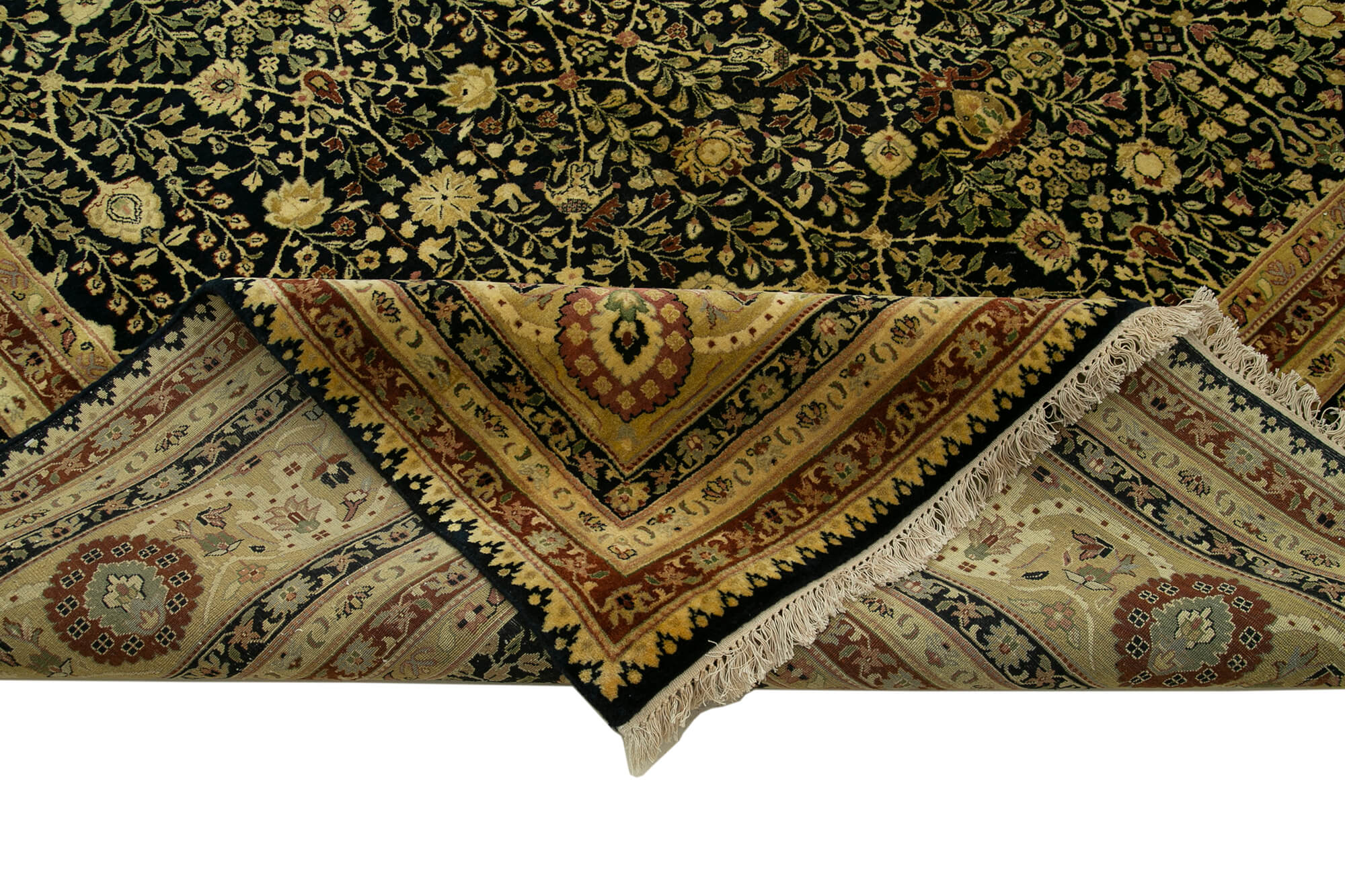 Handmade Wool Area Rug - Vintage Turkish Carpet | Classic Cotton Rug 11'9"x17'9"
