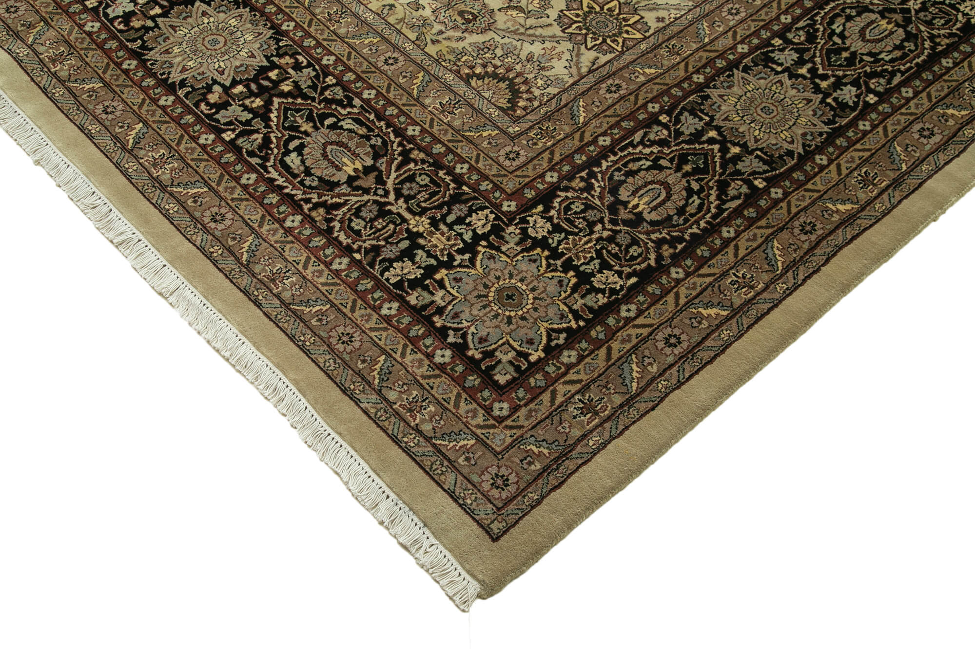 Handmade Wool Area Rug – Classic Beige Cotton Wool Rug, Vintage Turkish Carpet 11'9''x17'11''