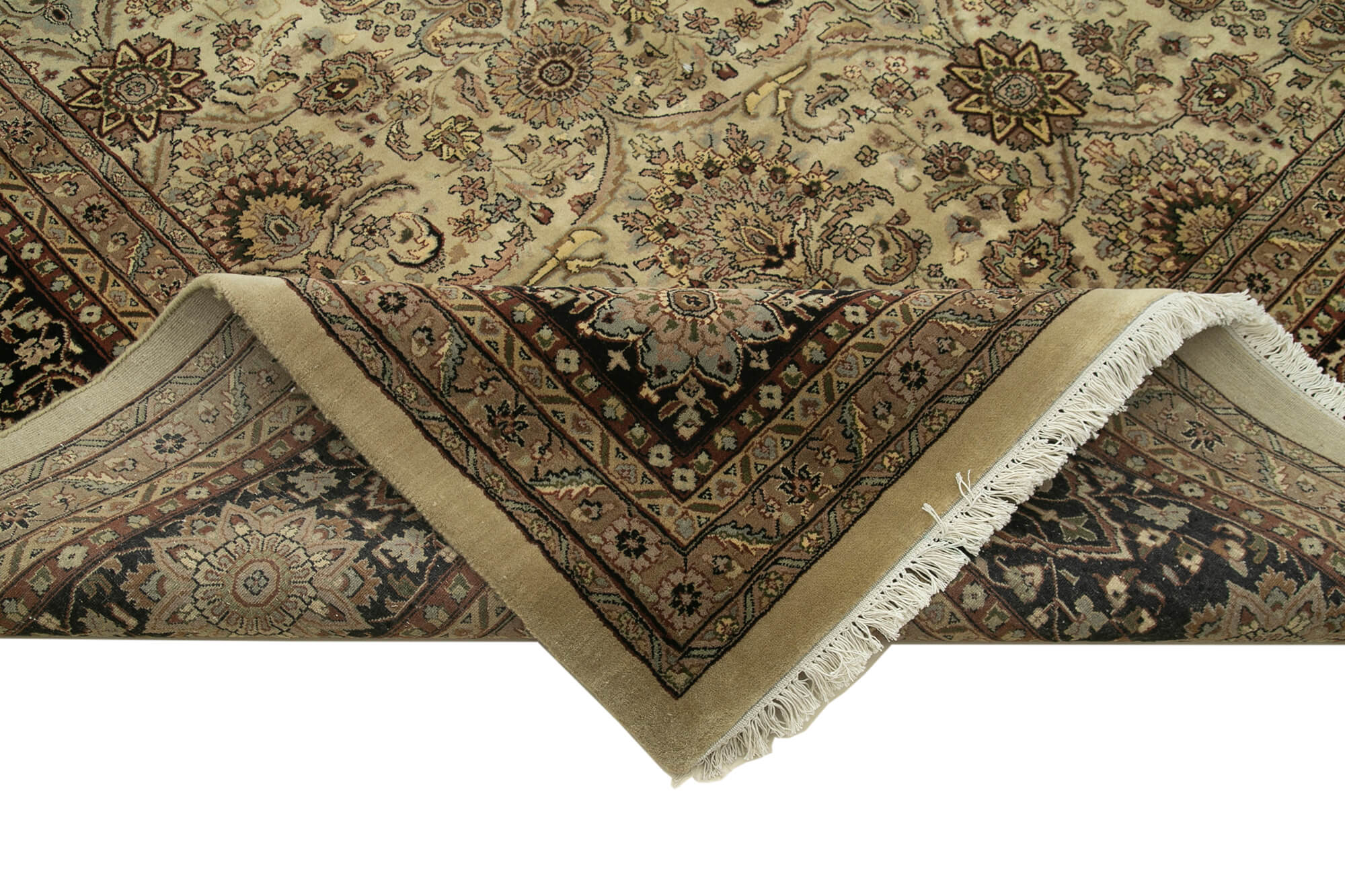 Handmade Wool Area Rug – Classic Beige Cotton Wool Rug, Vintage Turkish Carpet 11'9''x17'11''