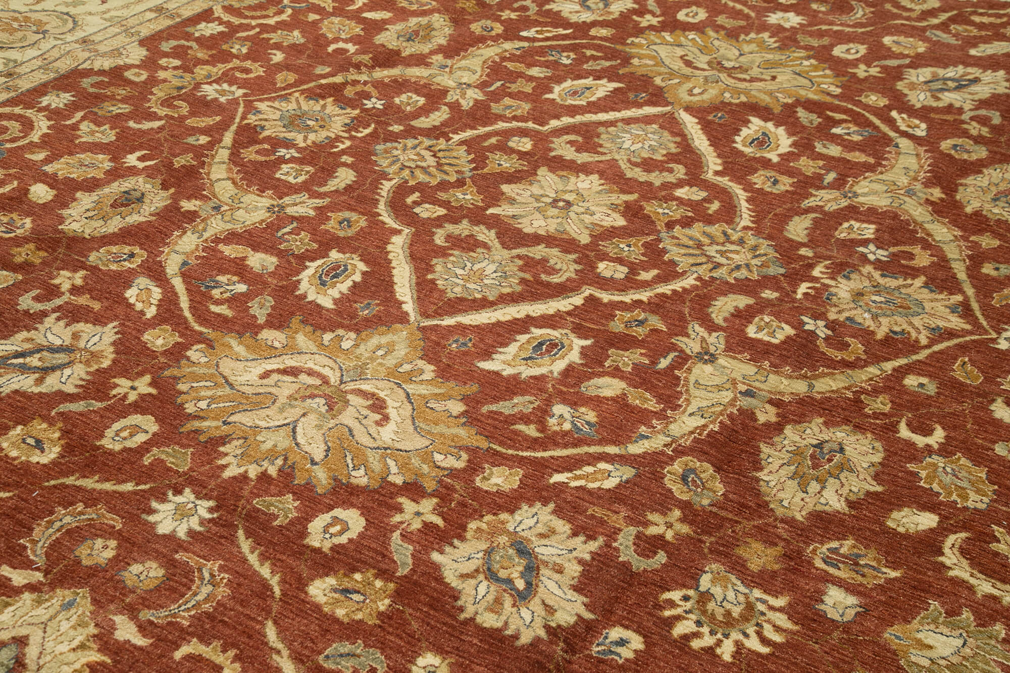 Handmade Wool Area Rug – Tebriz Classic Beige Cotton Wool Rug 12'2''x18'1''