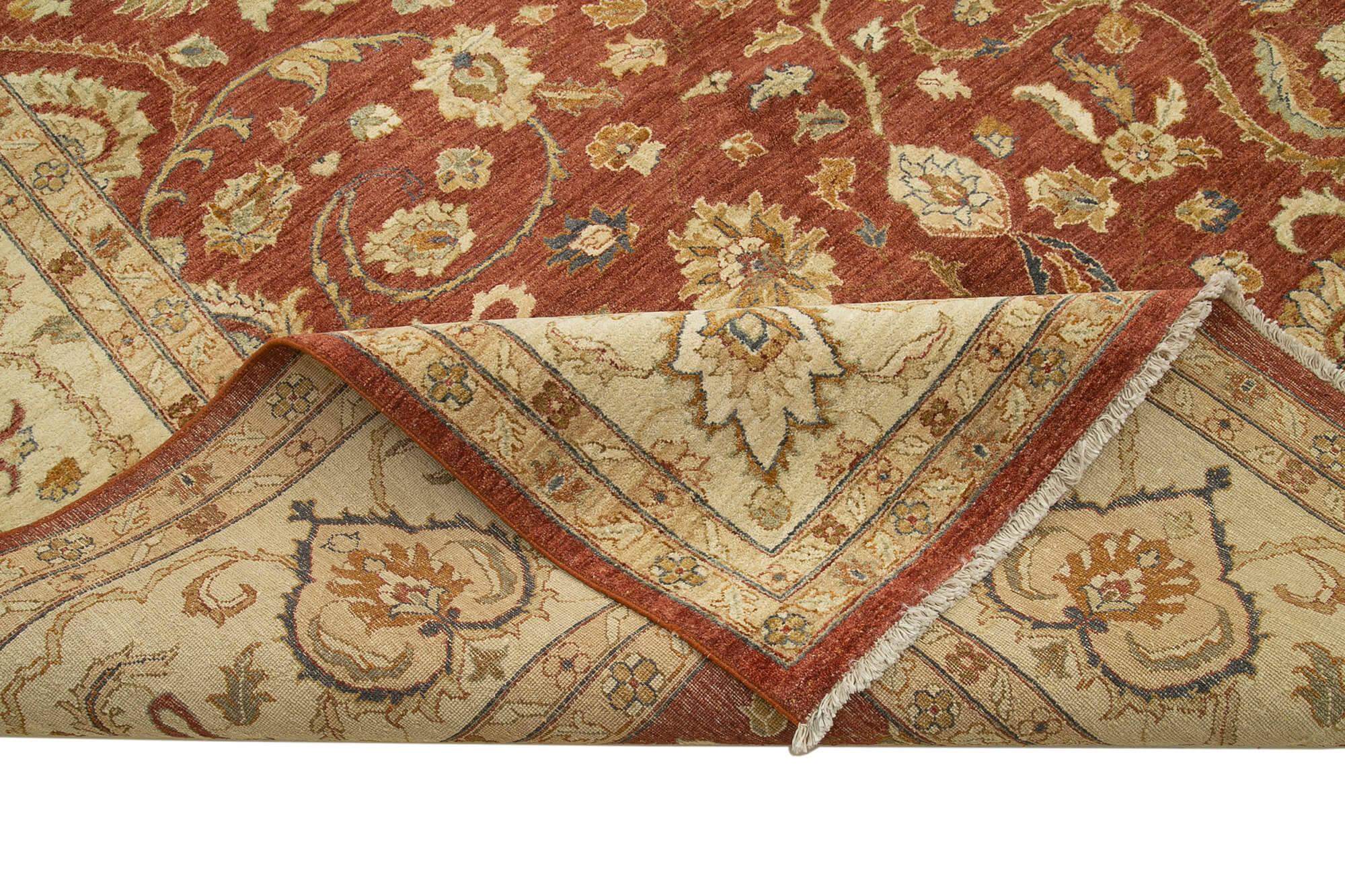 Handmade Wool Area Rug – Tebriz Classic Beige Cotton Wool Rug 12'2''x18'1''