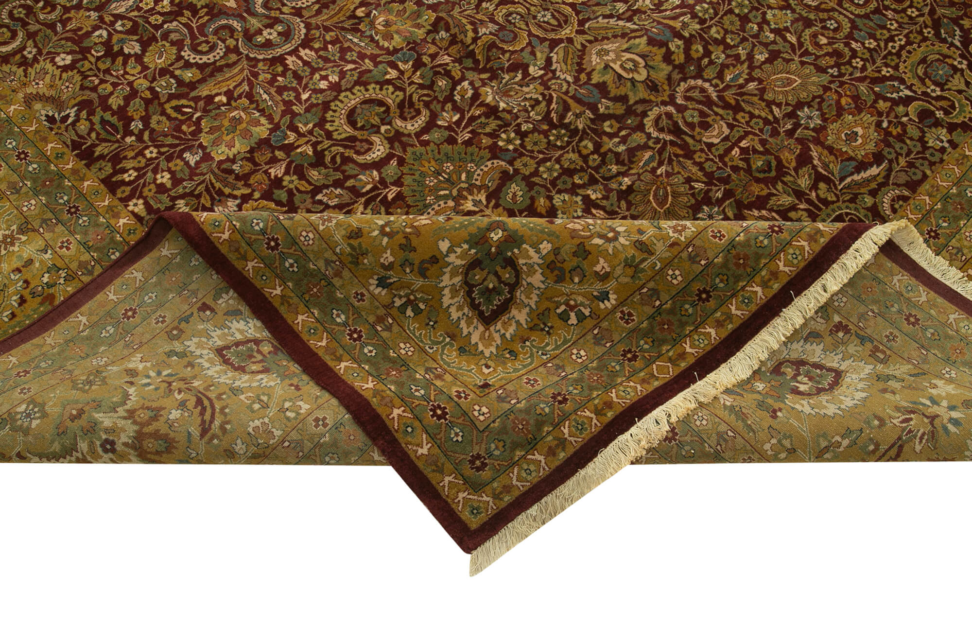 Handmade Wool Area Rug | Tebriz Red Classic Cotton & Wool Agacan Rug 12'3'' x 15'2''