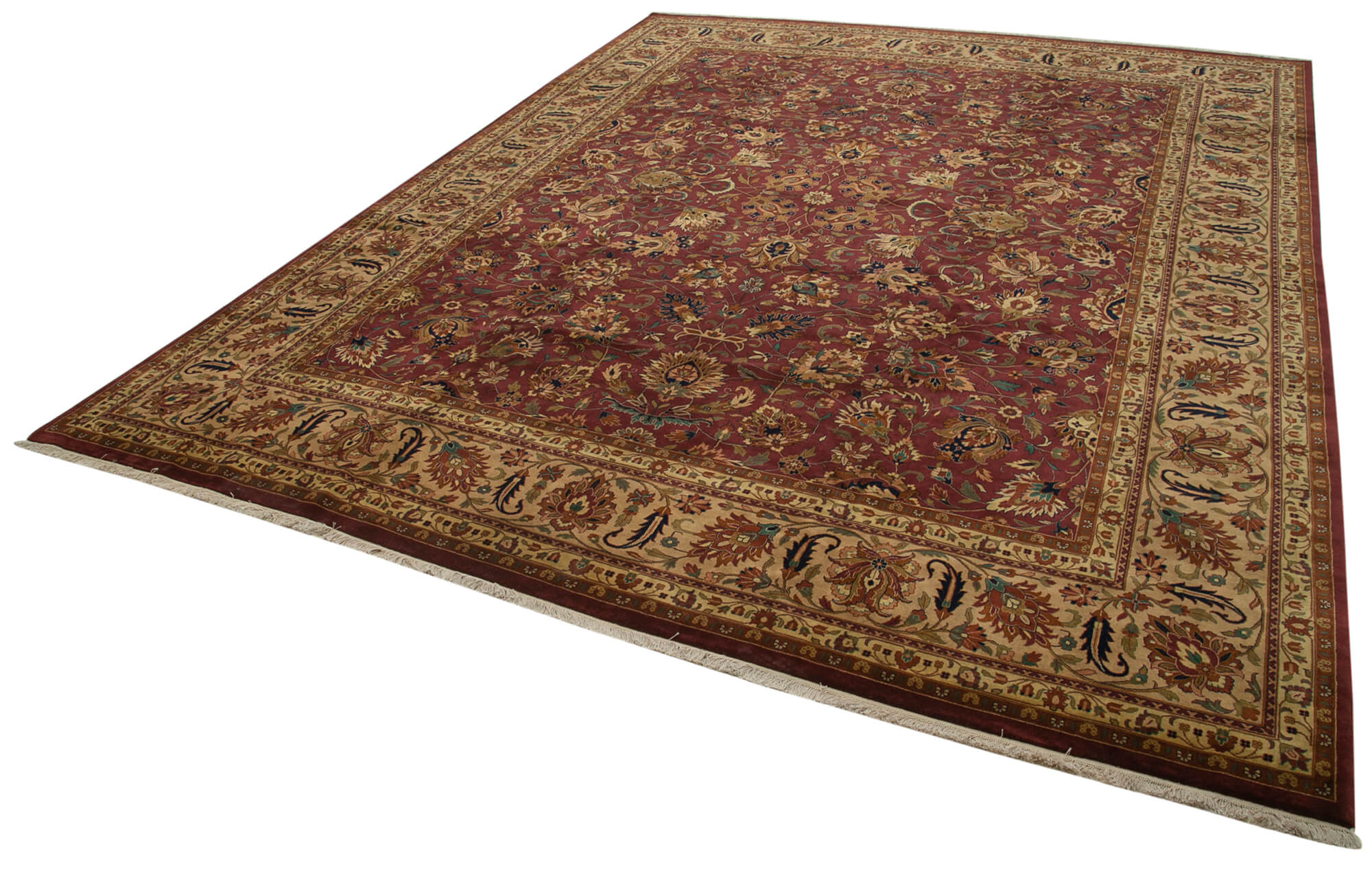 Handmade Wool Area Rug – Vintage Turkish Rug | Classic Cotton Wool Carpet 12'1''x15'2''