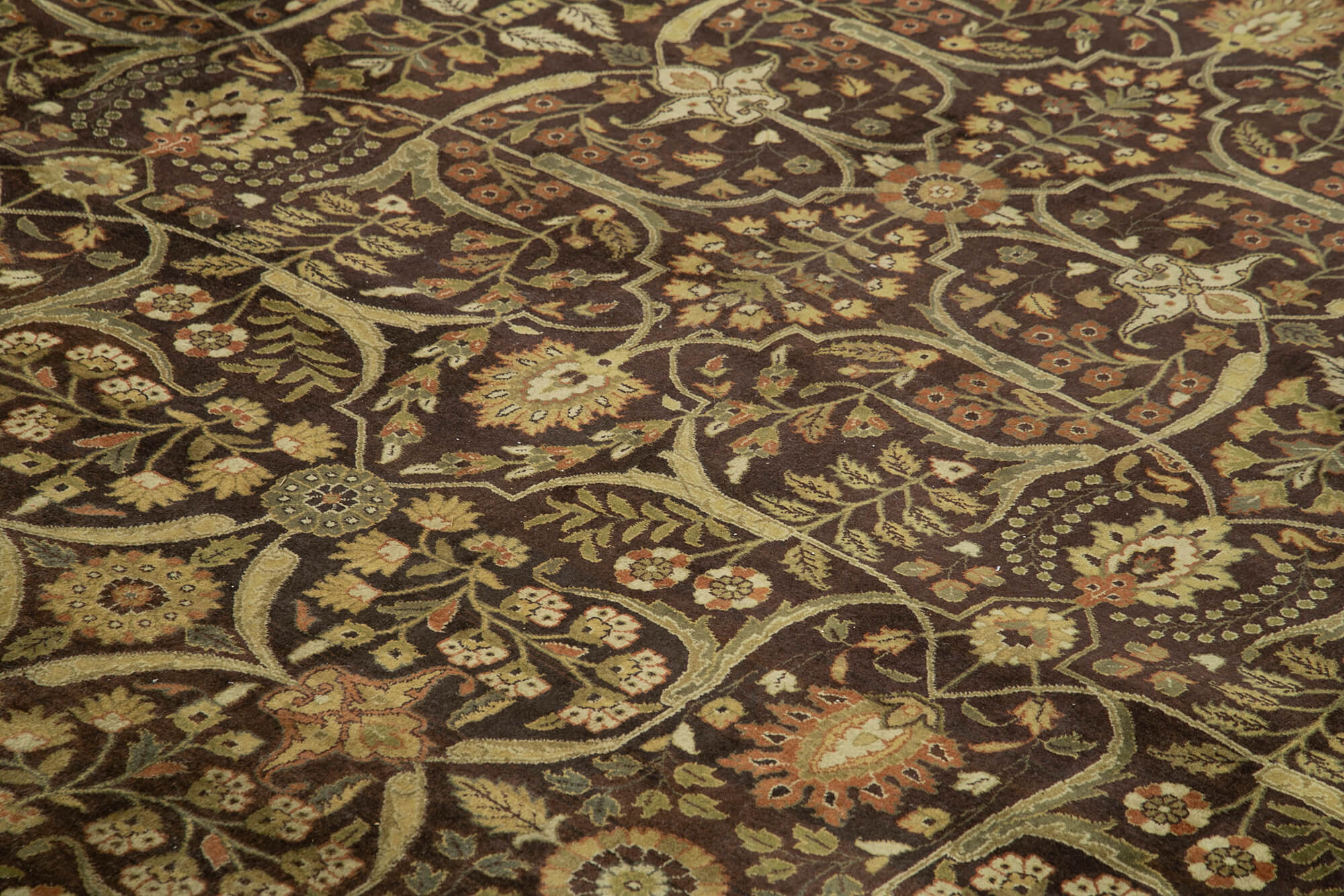 Handmade Wool Area Rug – Tebriz Brown Classic Cotton Rug 12'4''x15'10'' by Agacan