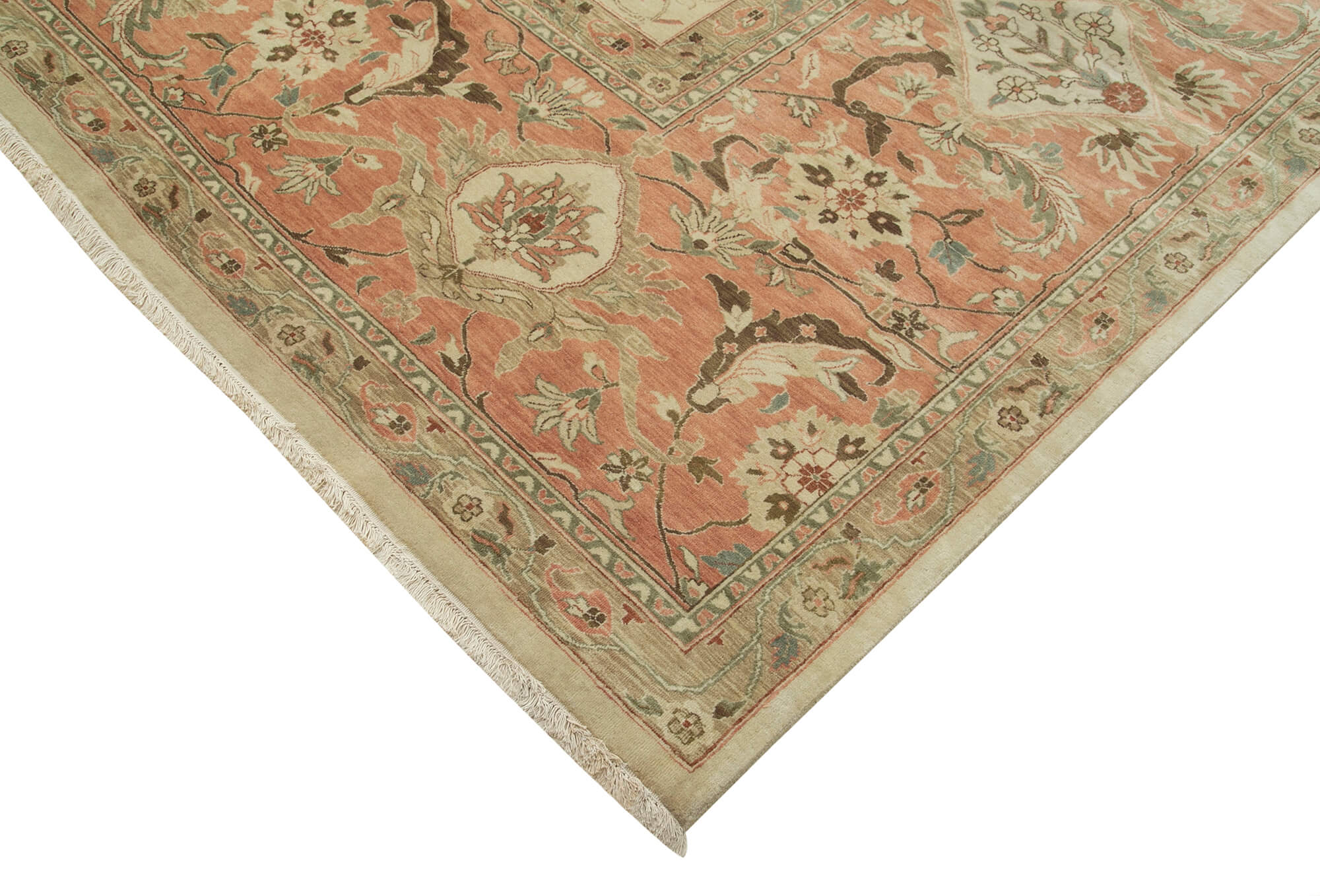 Handmade Wool Area Rug – Tebriz Classic Beige Cotton Wool Rug 11'10''x18'0''
