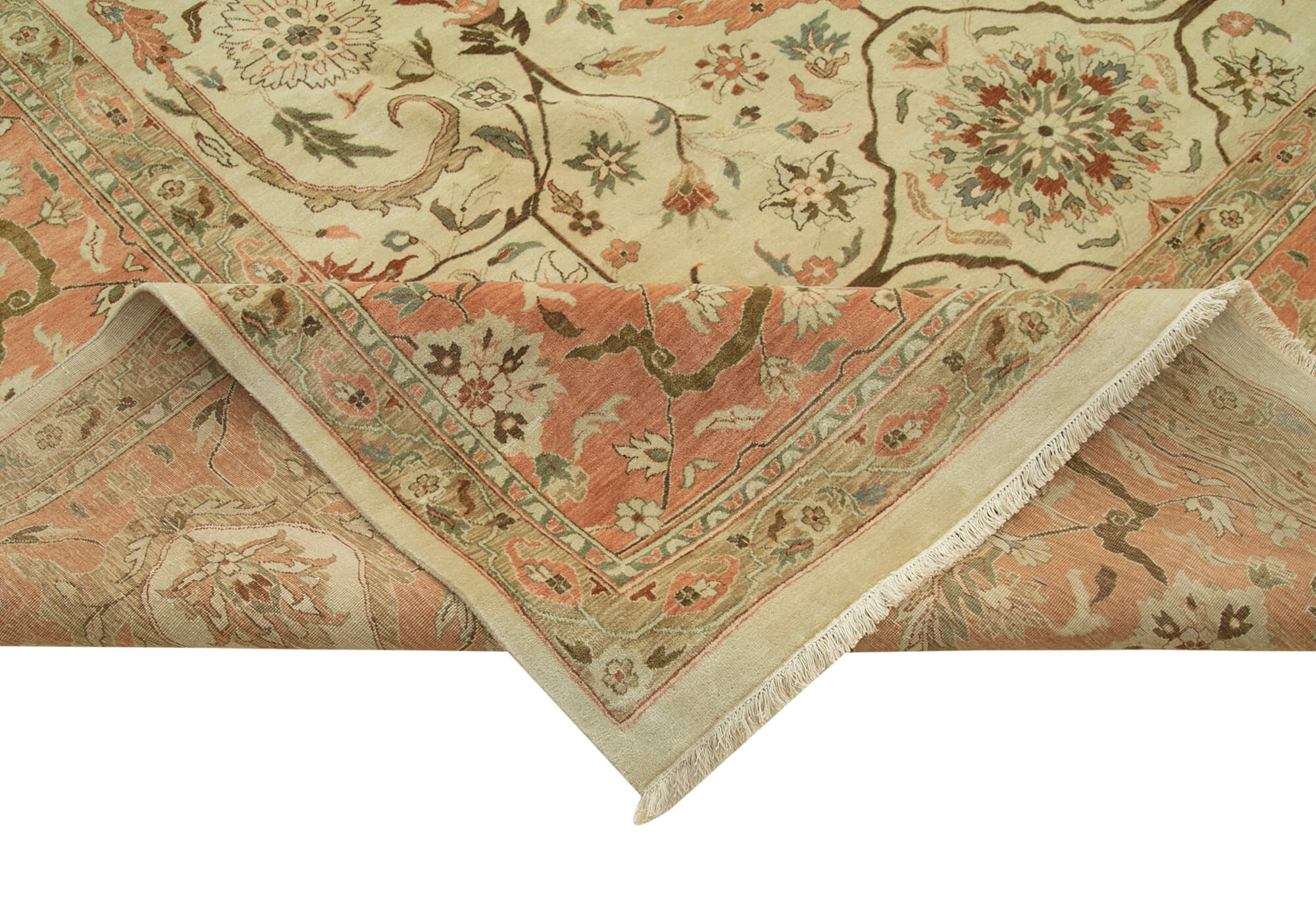 Handmade Wool Area Rug – Tebriz Classic Beige Cotton Wool Rug 11'10''x18'0''