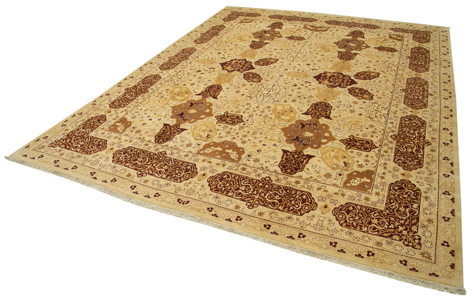 Handmade Wool Area Rug – Classic Beige Carpet | Turkish Hand Knotted Rug 12'x15'1''