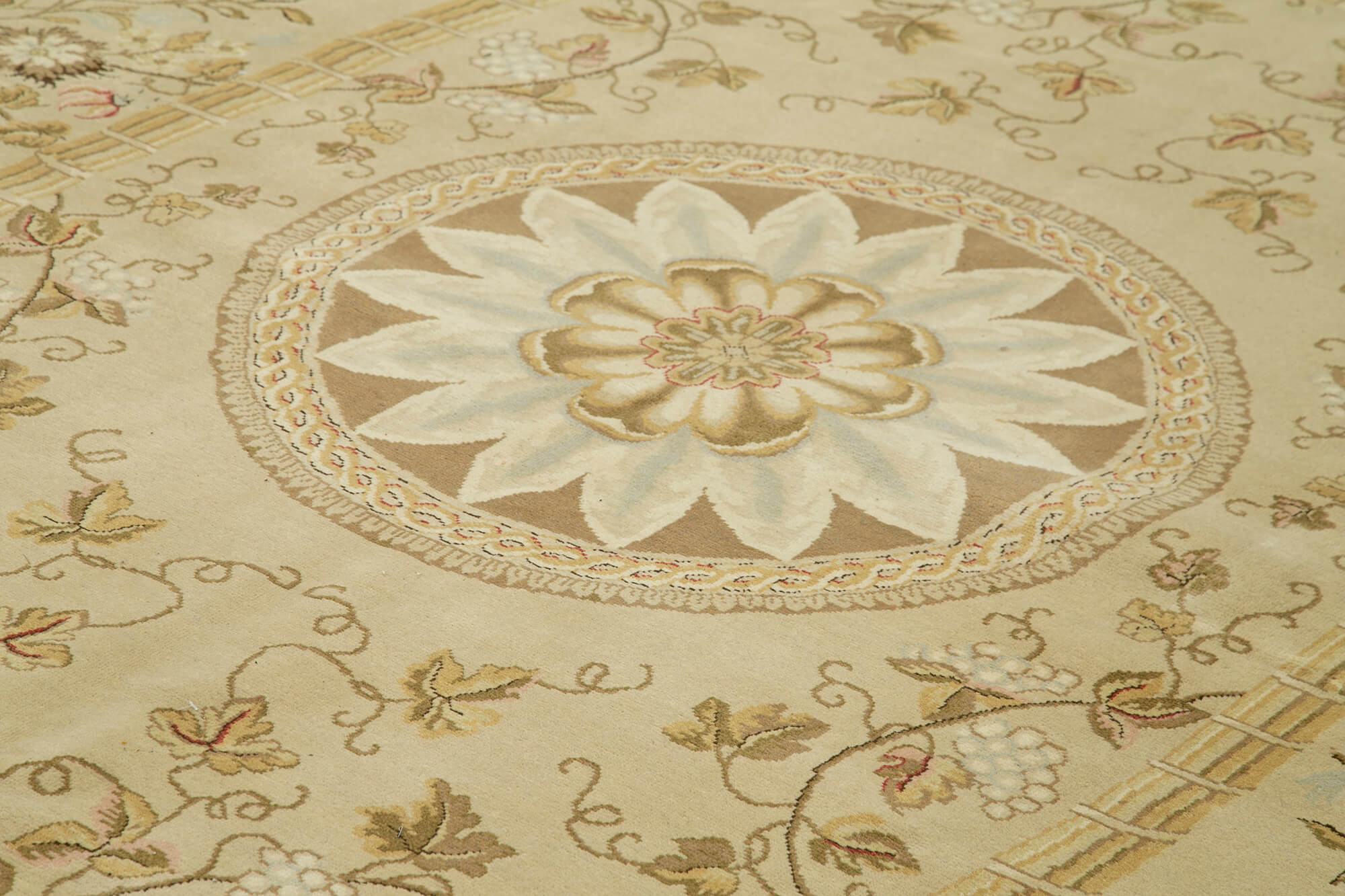 Handmade Wool Area Rug – Classic Cotton Wool Rug | Large Beige 12x15 Turkish Vintage