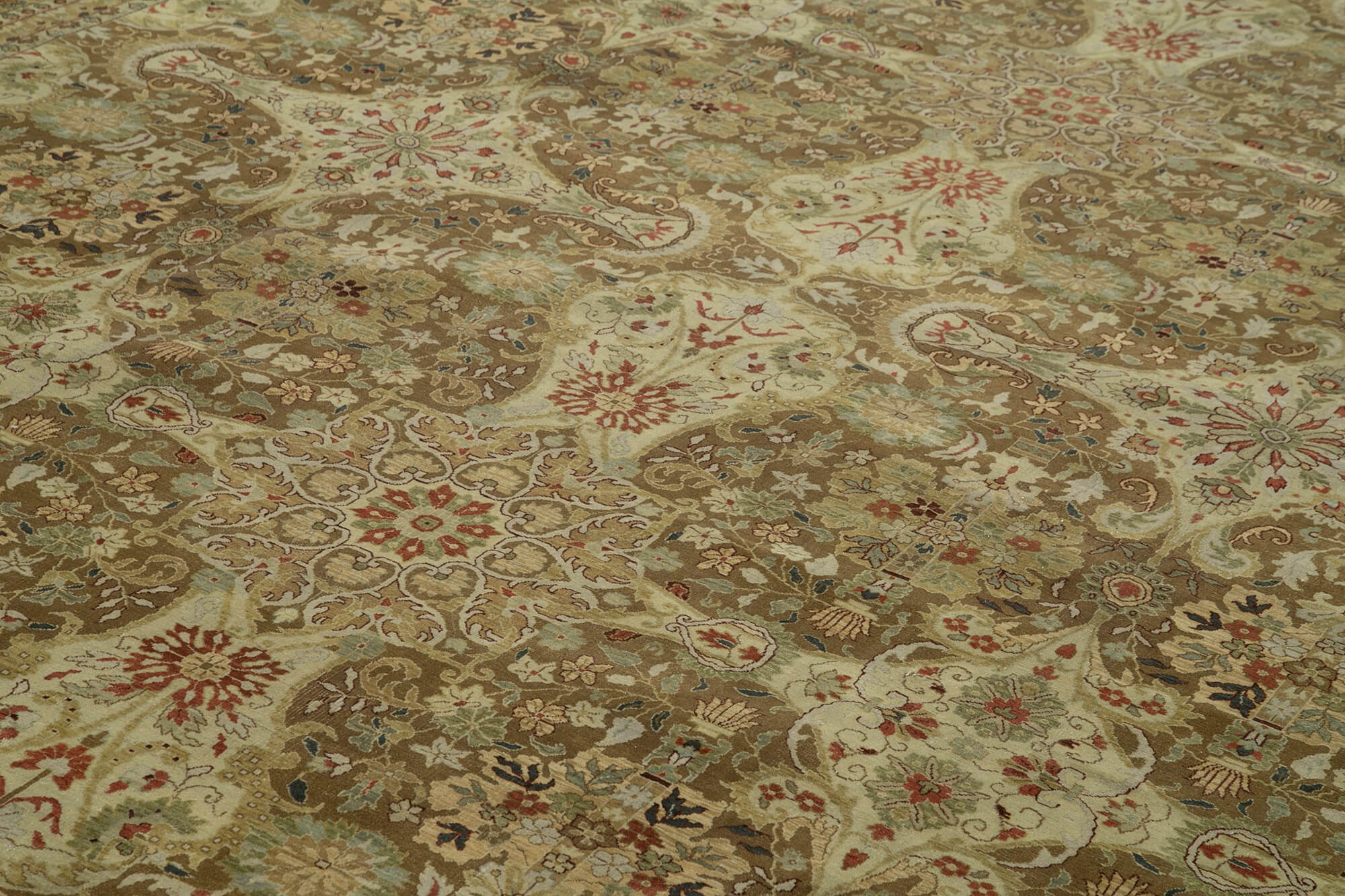 Handmade Wool Area Rug - Classic Brown Turkish Vintage Rug, Soft Wool Texture 11'2"x17'9"