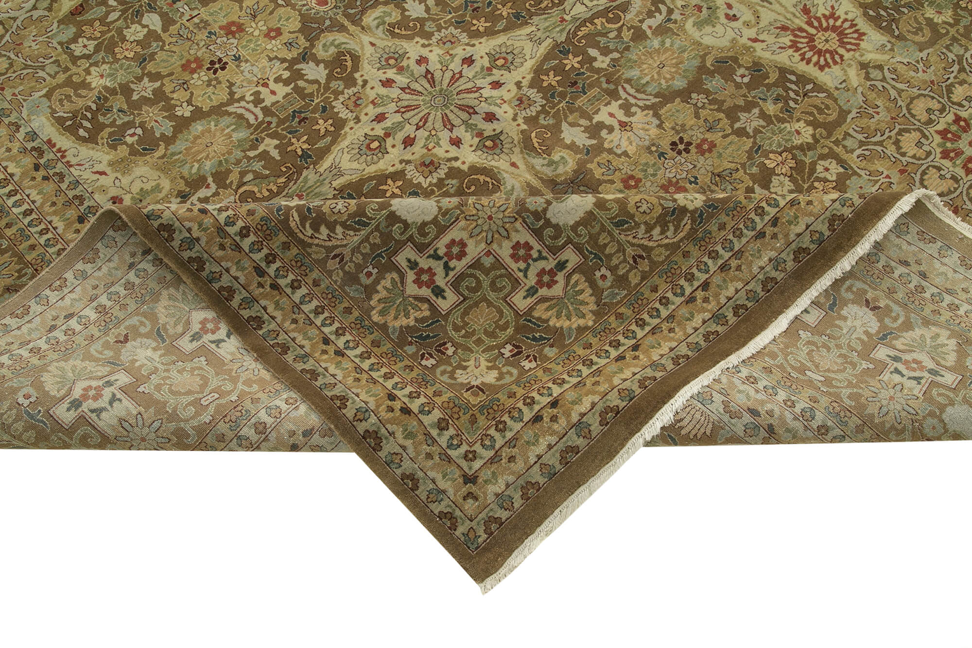 Handmade Wool Area Rug - Classic Brown Turkish Vintage Rug, Soft Wool Texture 11'2"x17'9"