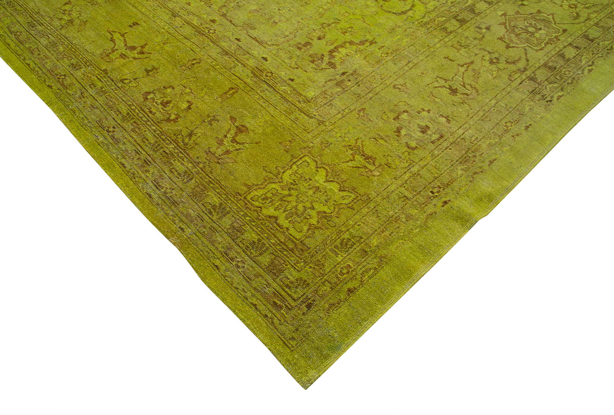 Handmade Wool Area Rug – Classic Yellow Cotton Blend Turkish Vintage Carpet 13'7''x18'6''
