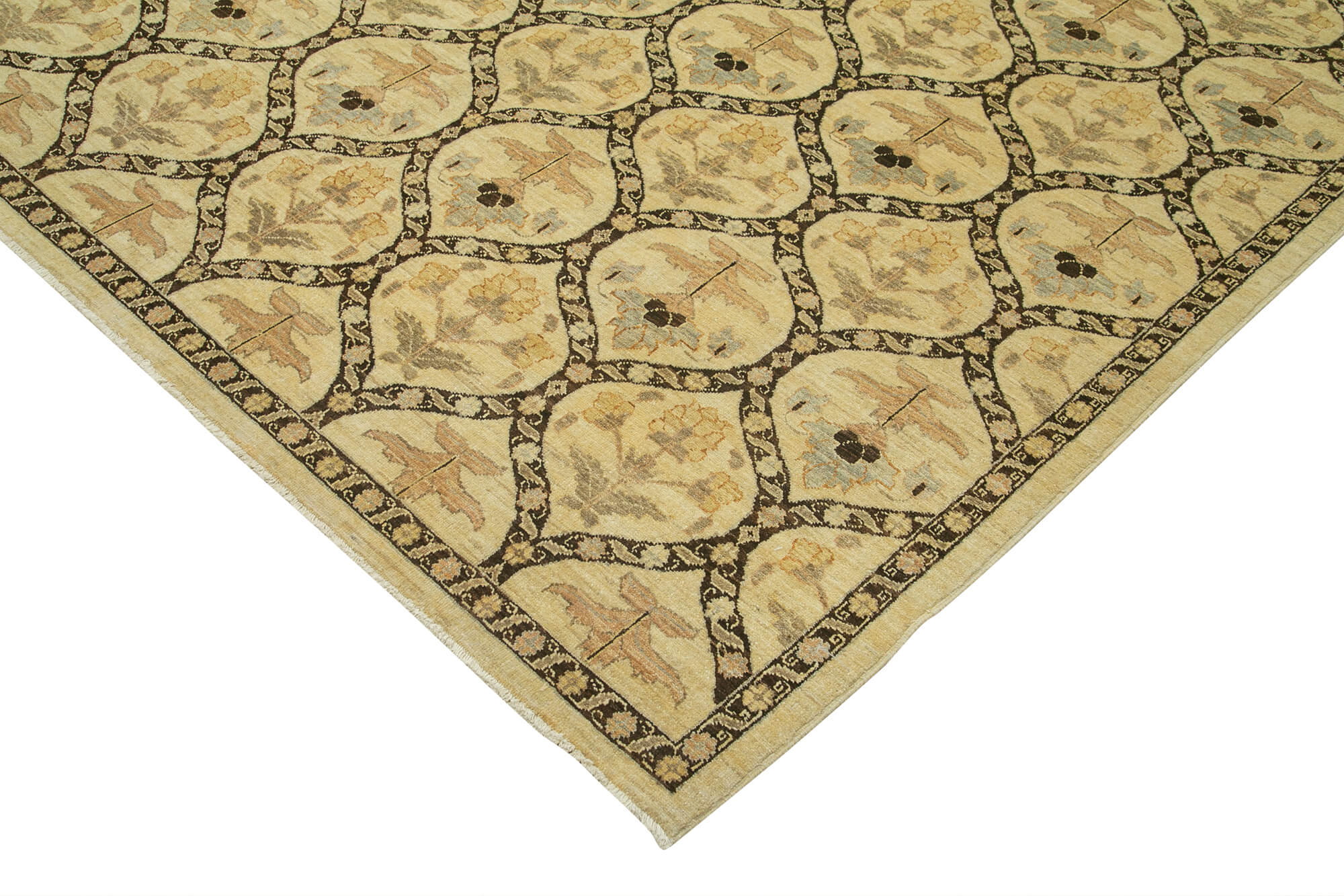 Handmade Area Rug – Classic Beige Wool Cotton Turkish Carpet 11'10'' x 15'4''