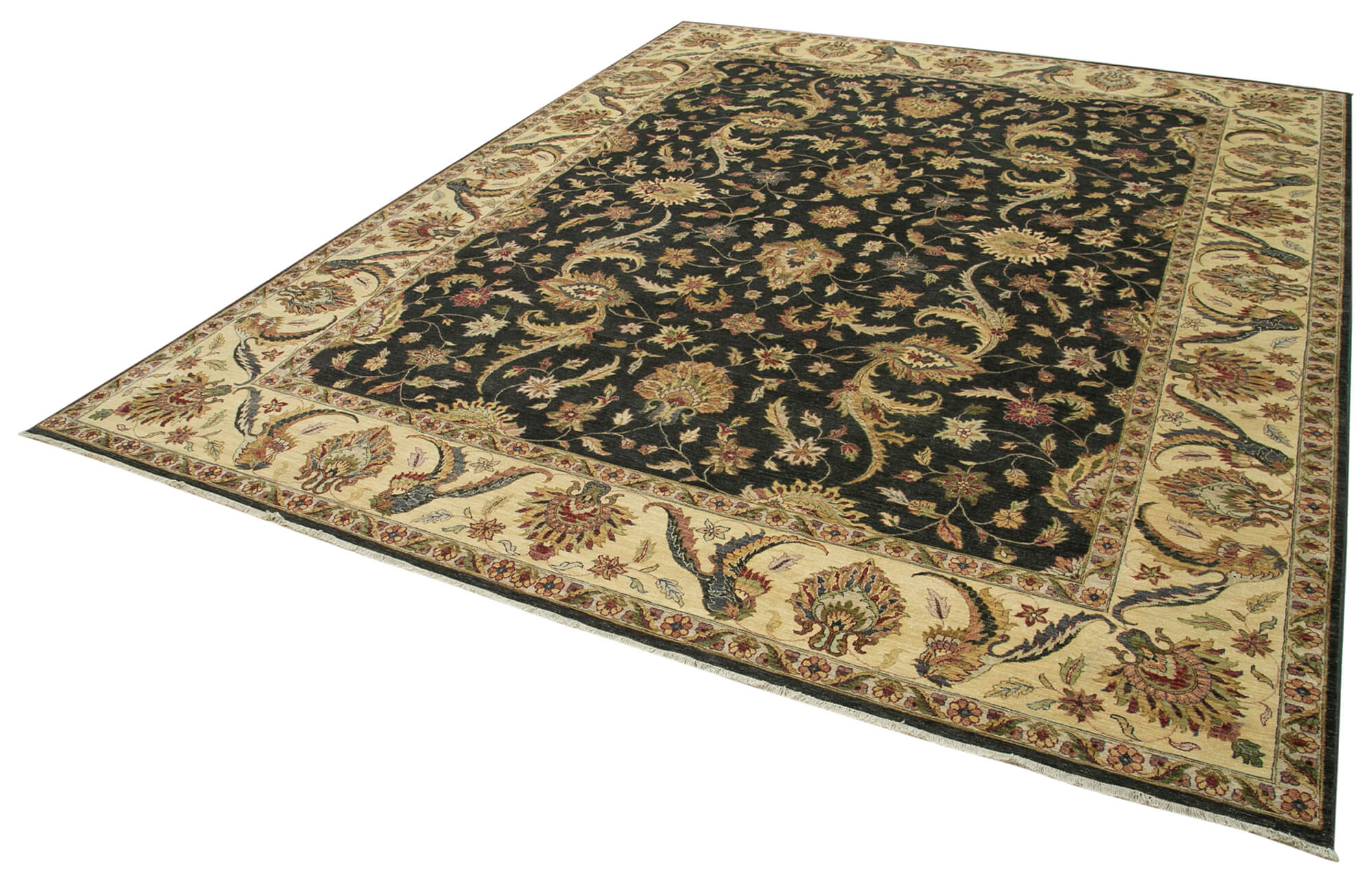 Handmade Wool Area Rug | Neutral Beige Rug – Durable Cotton Weave, Soft Wool Floor Covering