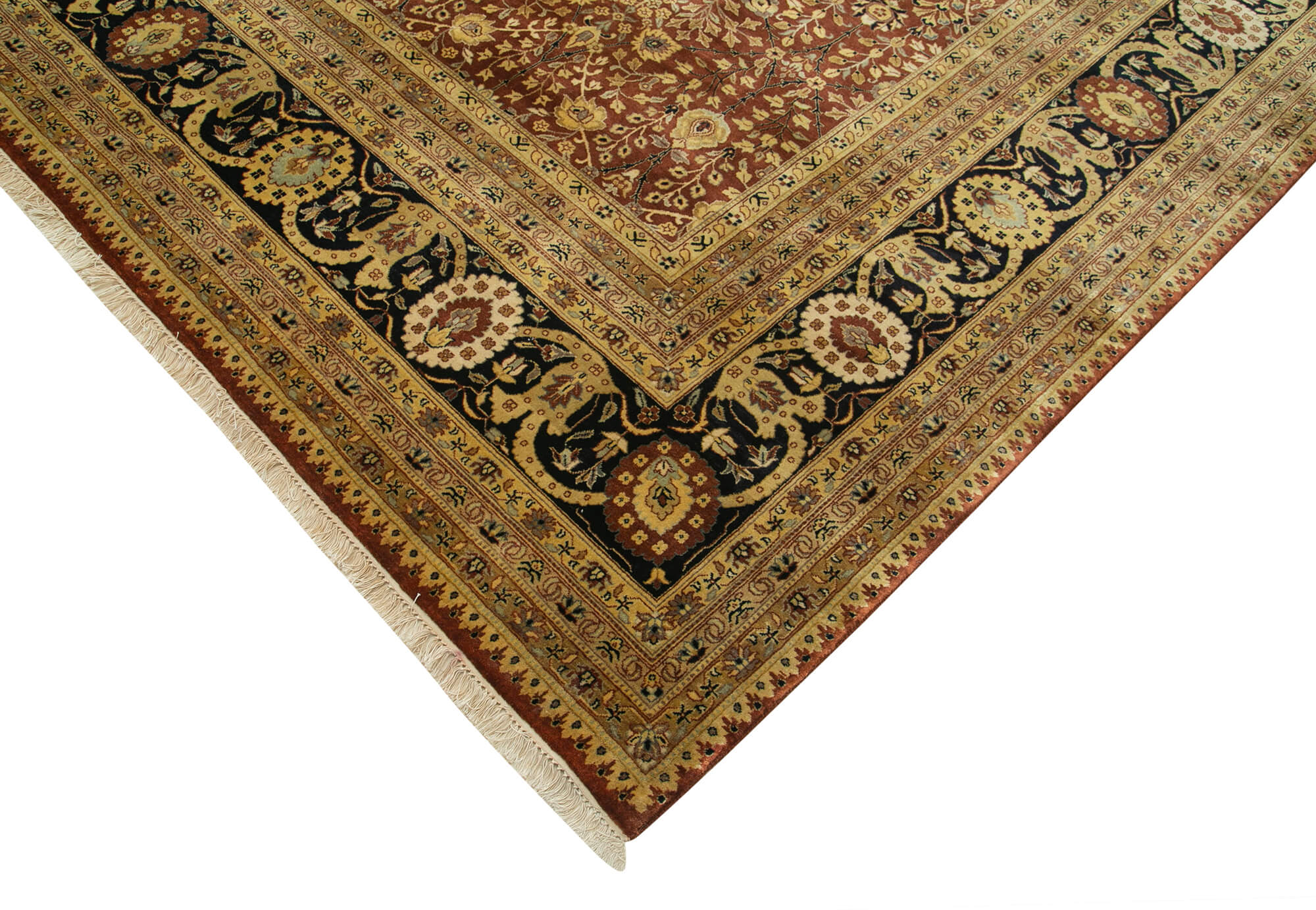 Handmade Wool Area Rug – Tebriz Classic Beige Cotton Wool Rug 11'10''x17'11''