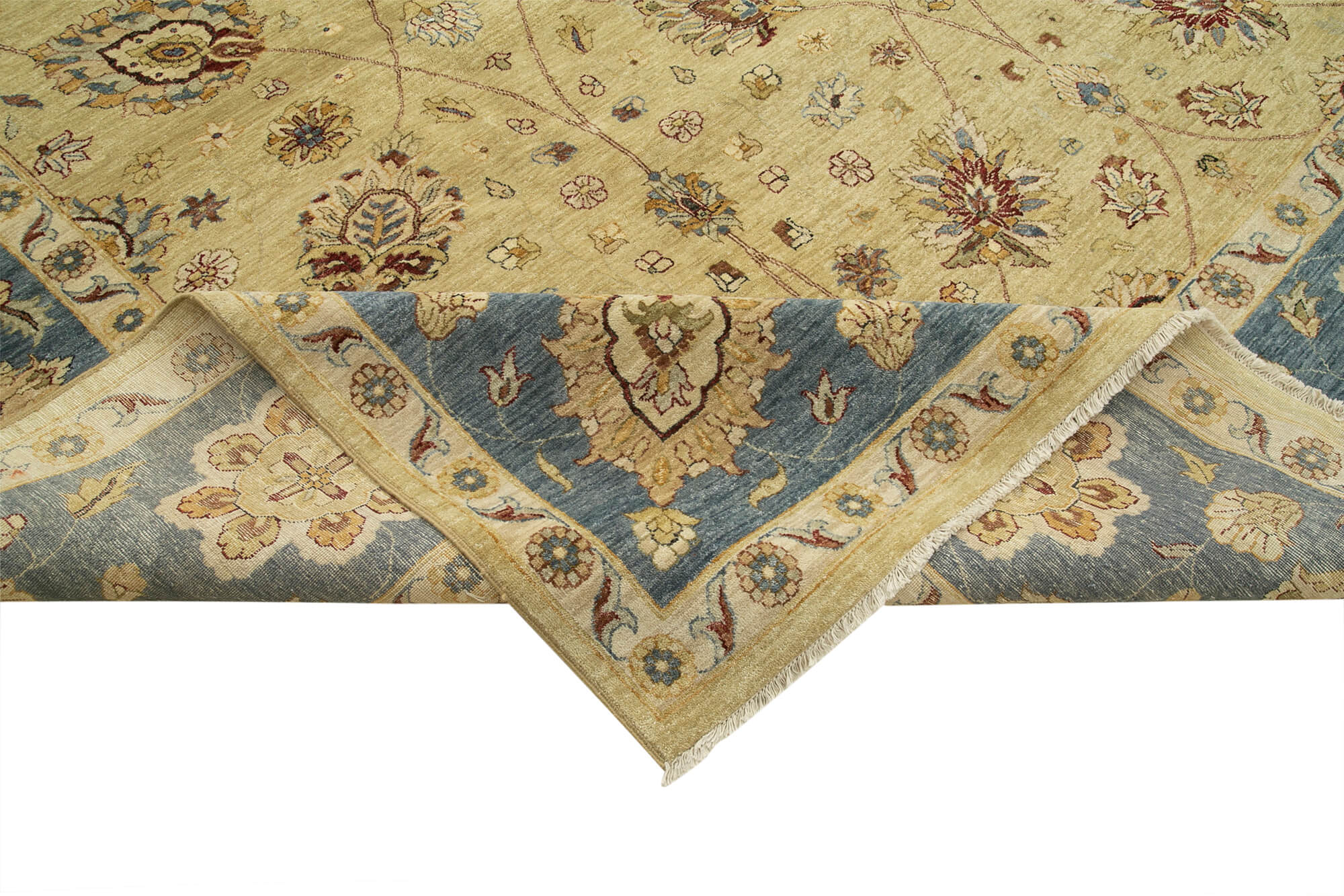 Handmade Wool Area Rug – Tebriz Beige Classic Cotton Wool Large Handmade Rug 11'11'' x 18'0''