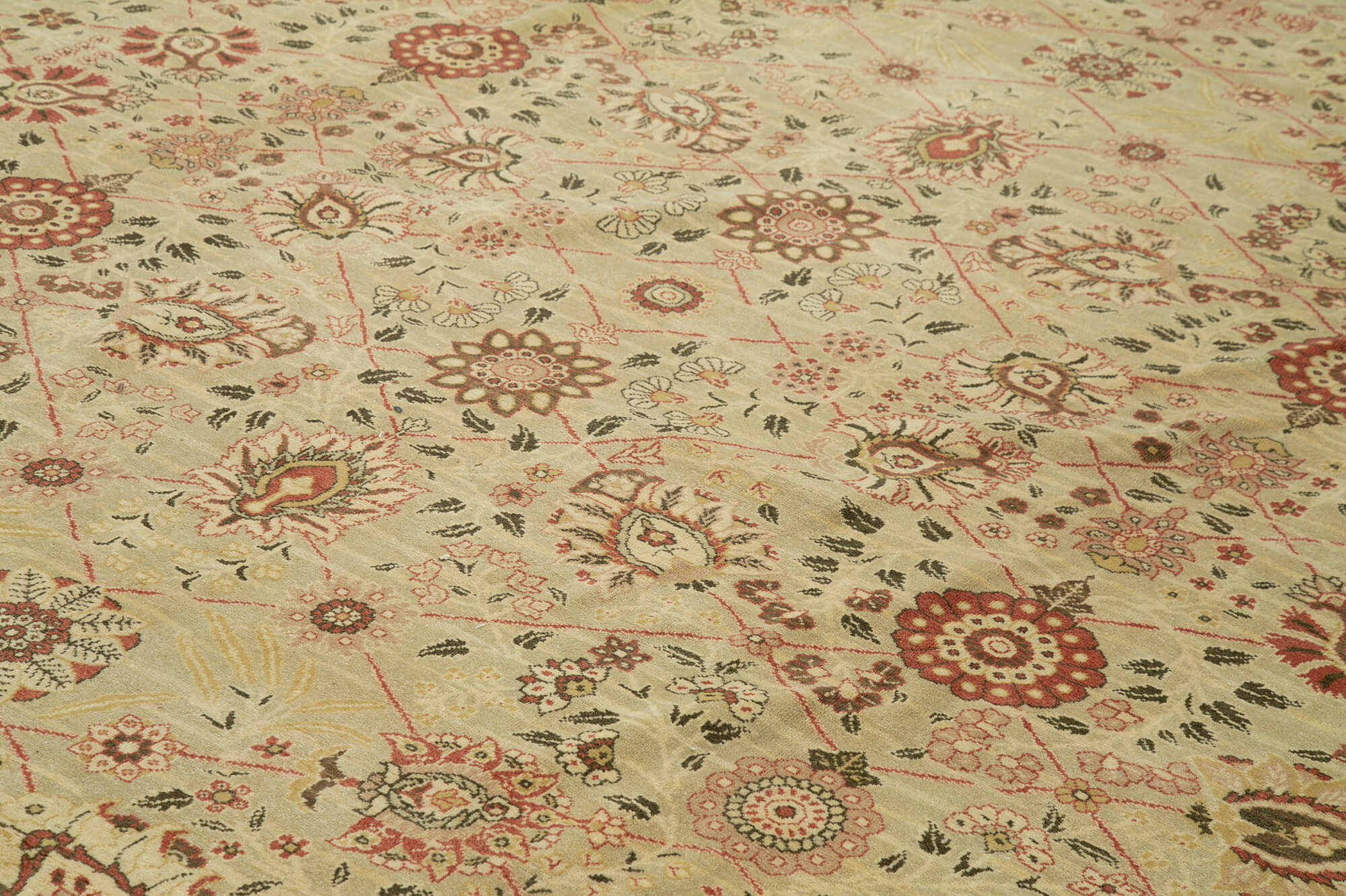 Handmade Area Rug - Classic Beige Wool Cotton Rug | Vintage Turkish Carpet 11'11"x15'11"