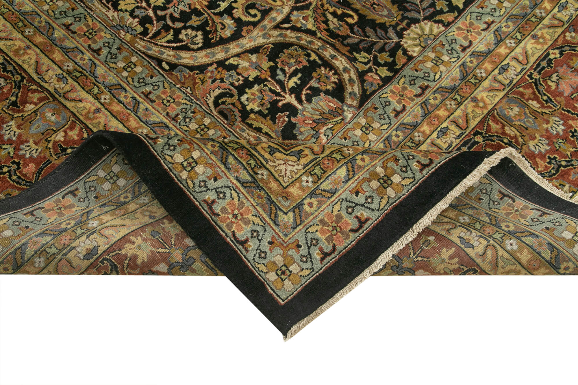 Handmade Wool Area Rug – Tebriz Classic Brown Cotton Wool Rug 11'6''x14'6''