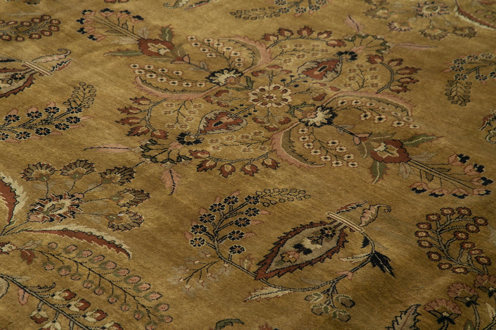 Handmade Wool Area Rug – Tebriz Classic Beige 12x15 Cotton Wool Rug