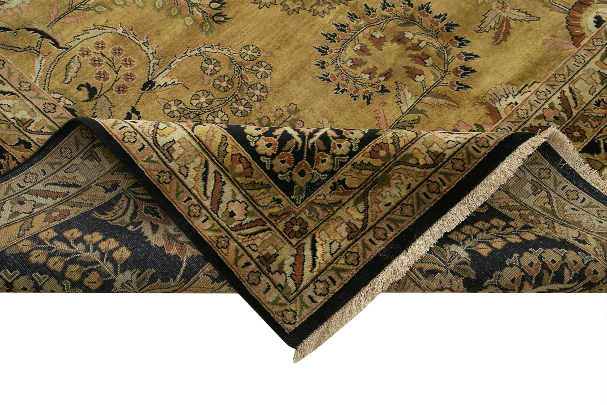 Handmade Wool Area Rug – Tebriz Classic Beige 12x15 Cotton Wool Rug