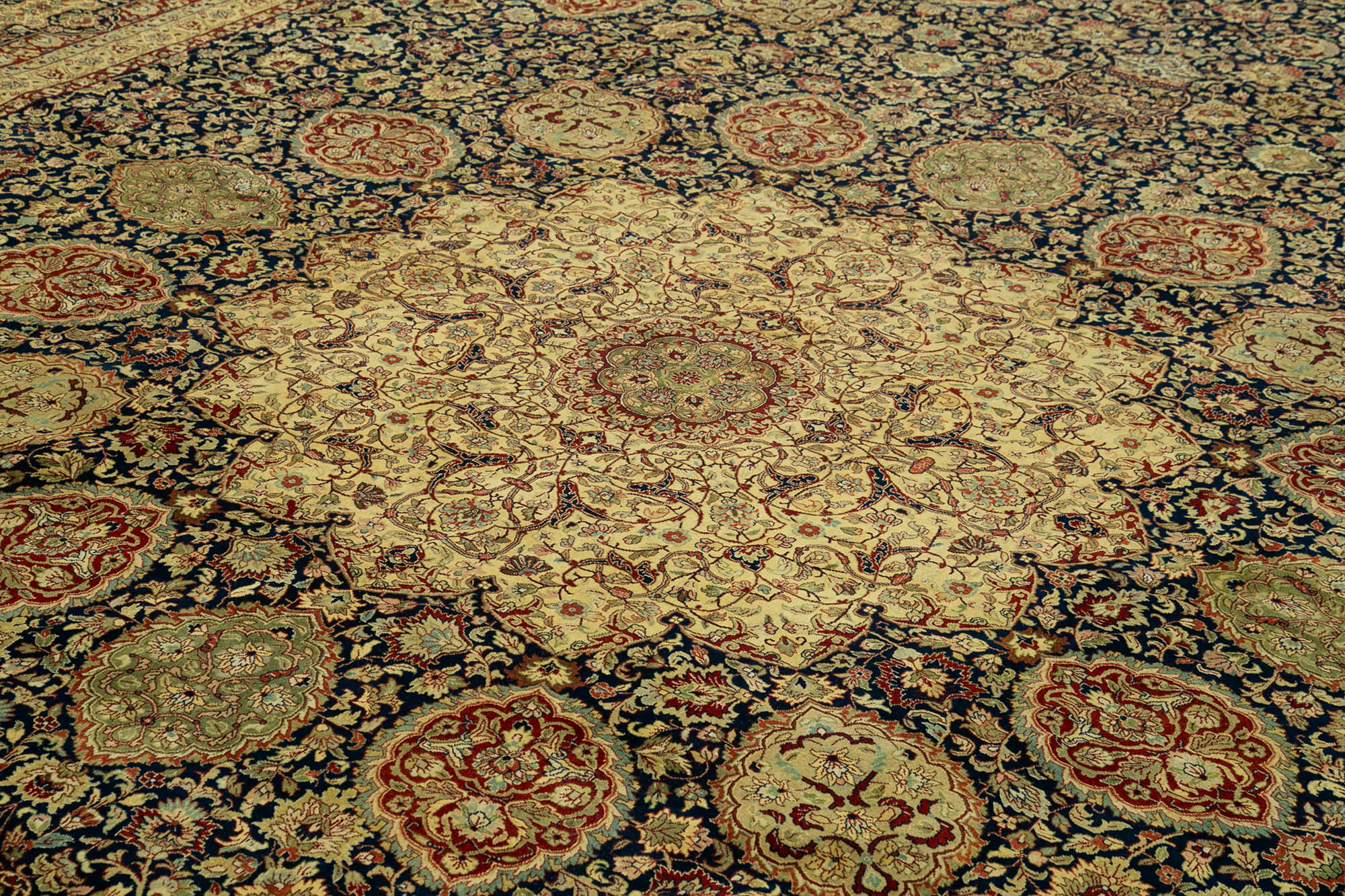 Handmade Wool Area Rug – Tebriz Classic Brown Cotton Wool Carpet 12'0'' x 15'5''