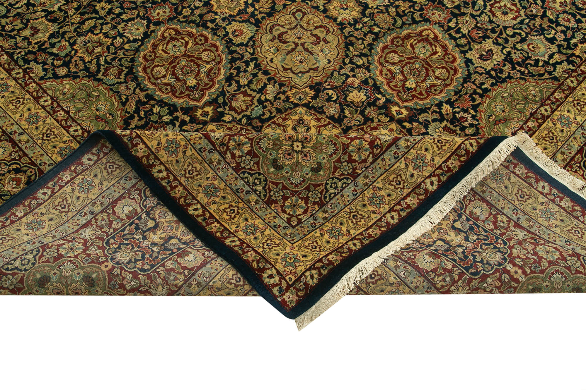 Handmade Wool Area Rug – Tebriz Classic Brown Cotton Wool Carpet 12'0'' x 15'5''