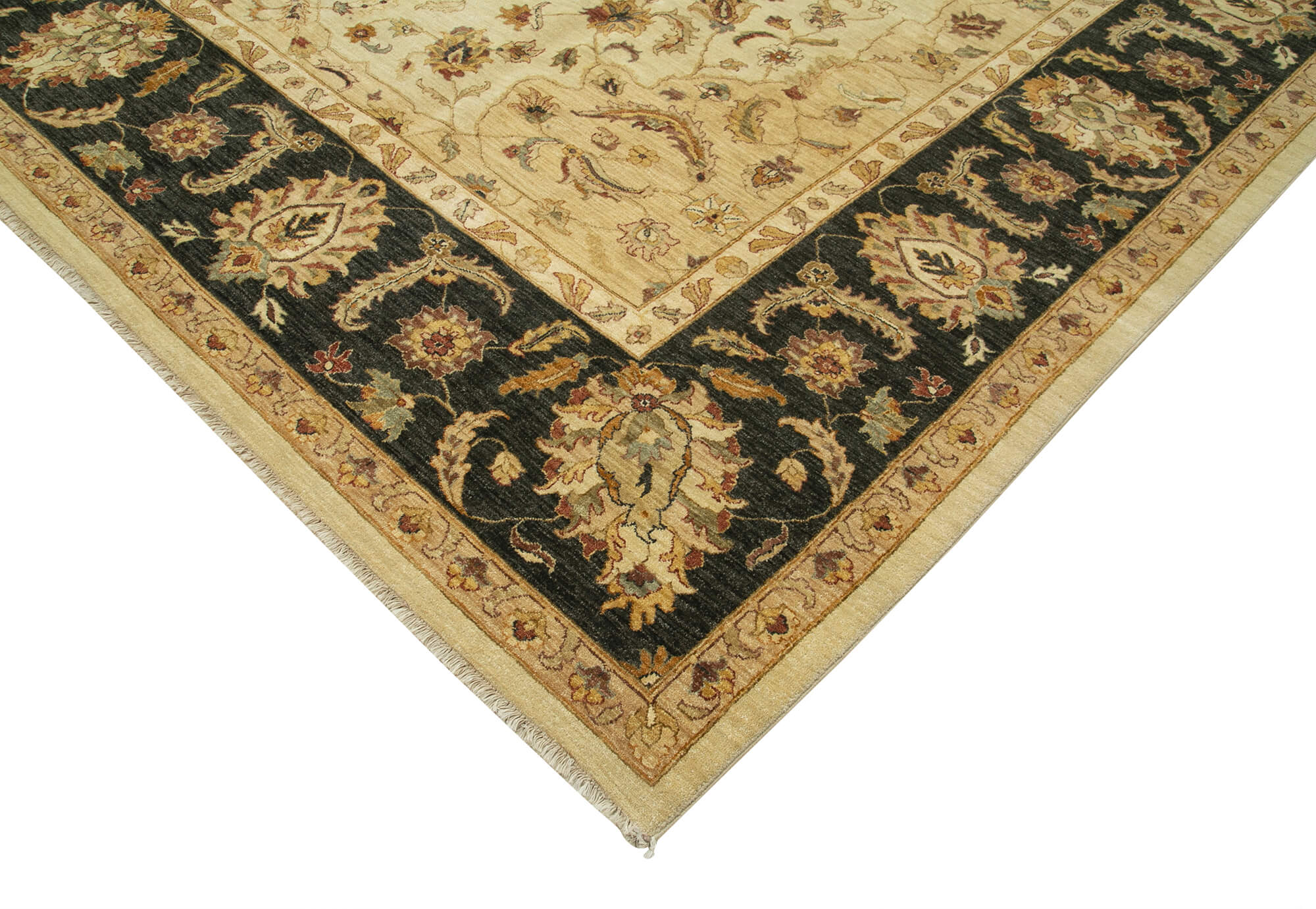Handmade Wool Area Rug – Tebriz Classic Beige 12x14 Cotton Wool Carpet