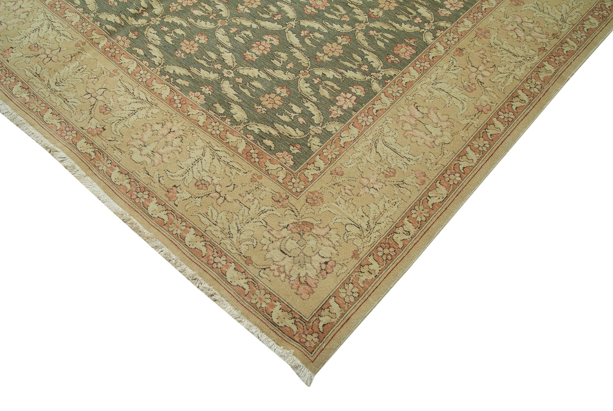Handmade Wool Area Rug - Classic Beige Turkish Vintage Carpet 12x15 Rug