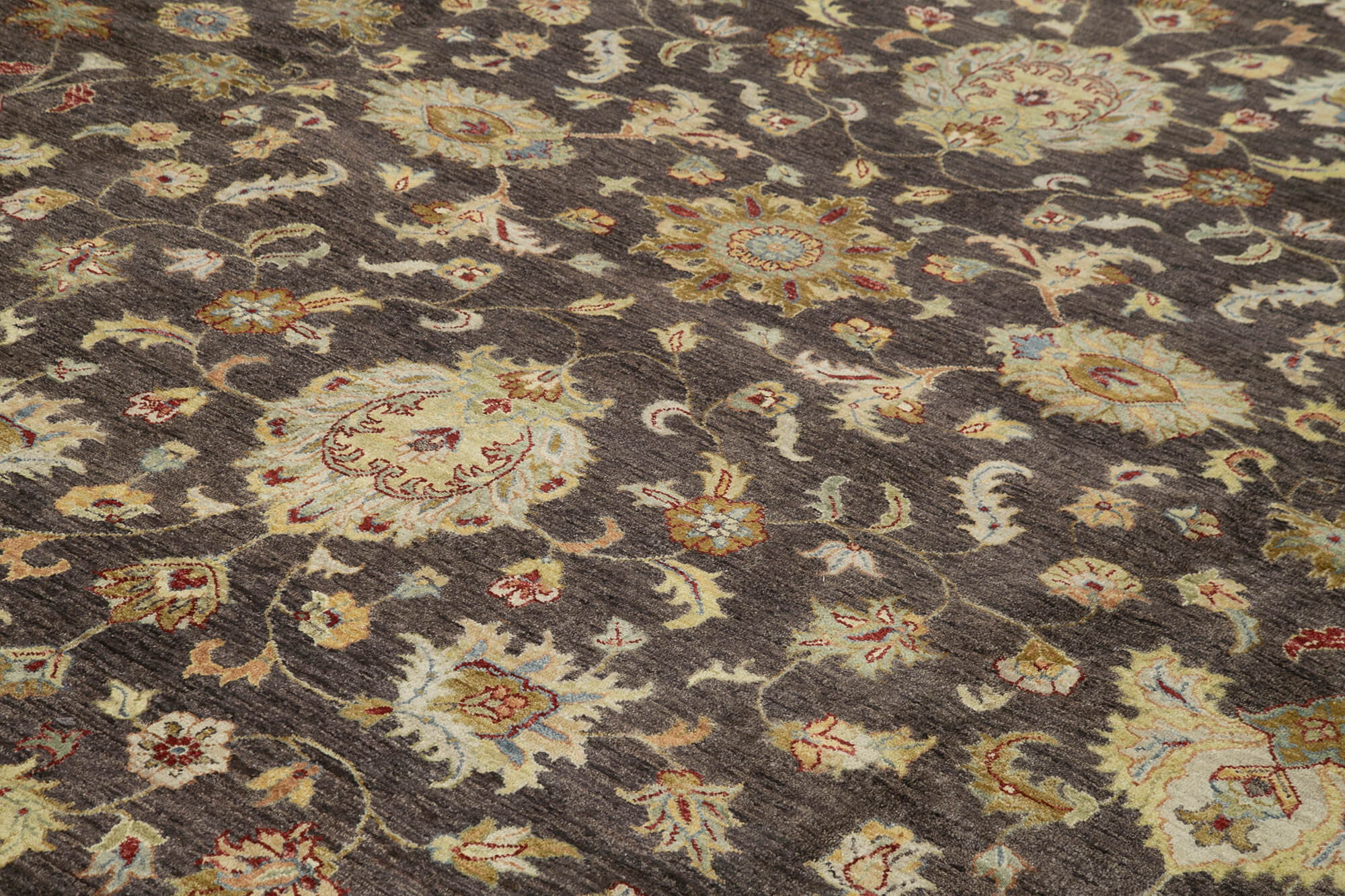 Handmade Wool Area Rug – Tebriz Brown Classic Cotton Wool Rug 12'x15'3''