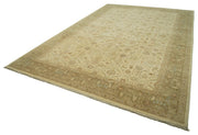 Handmade Wool Area Rug - Classic Beige Cotton Wool Rug 12x18 Vintage Turkish Carpet