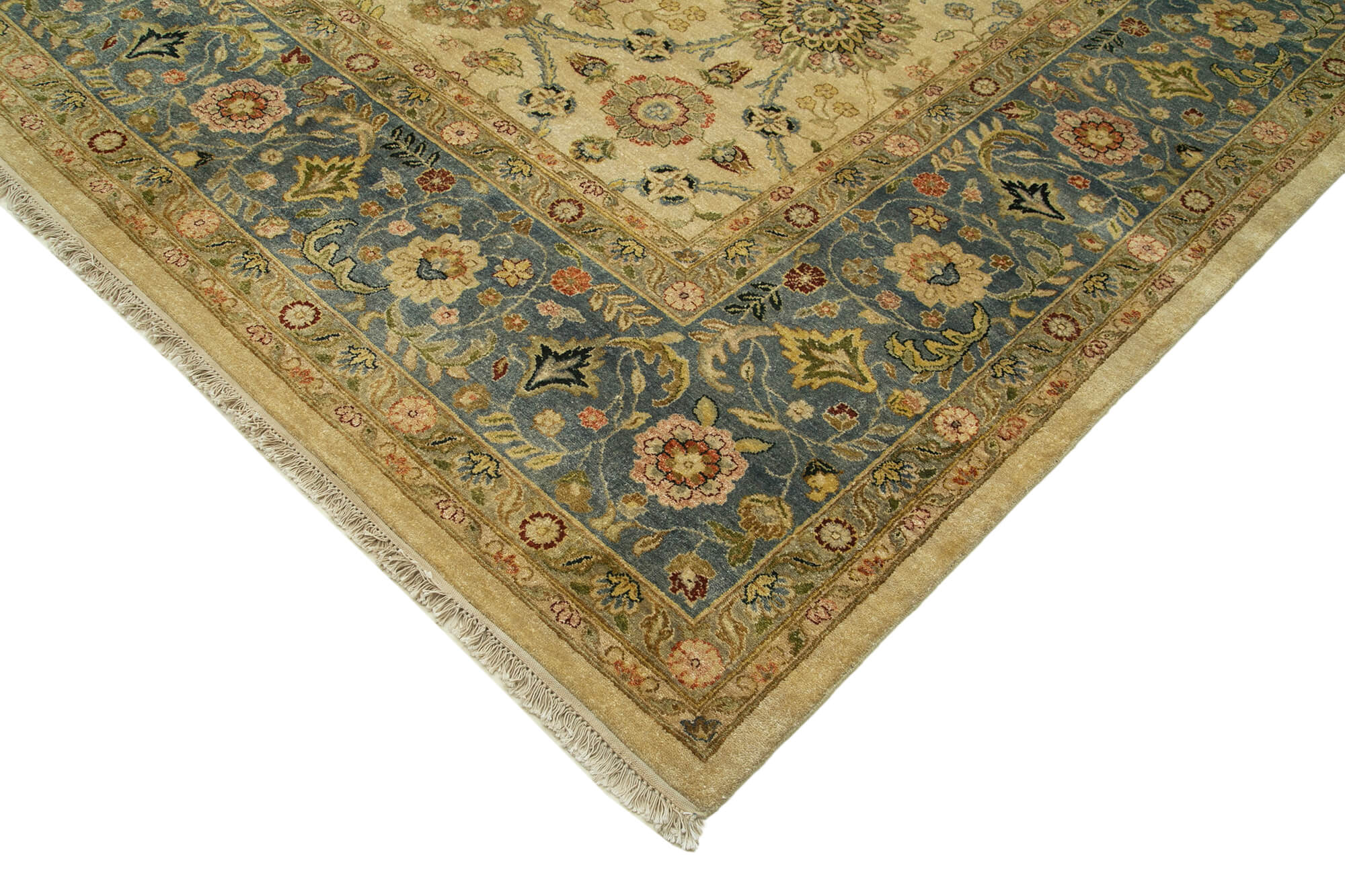 Handmade Wool Area Rug – Tebriz Beige Classic Cotton Rug 12'0'' x 14'8'' Durable Turkish