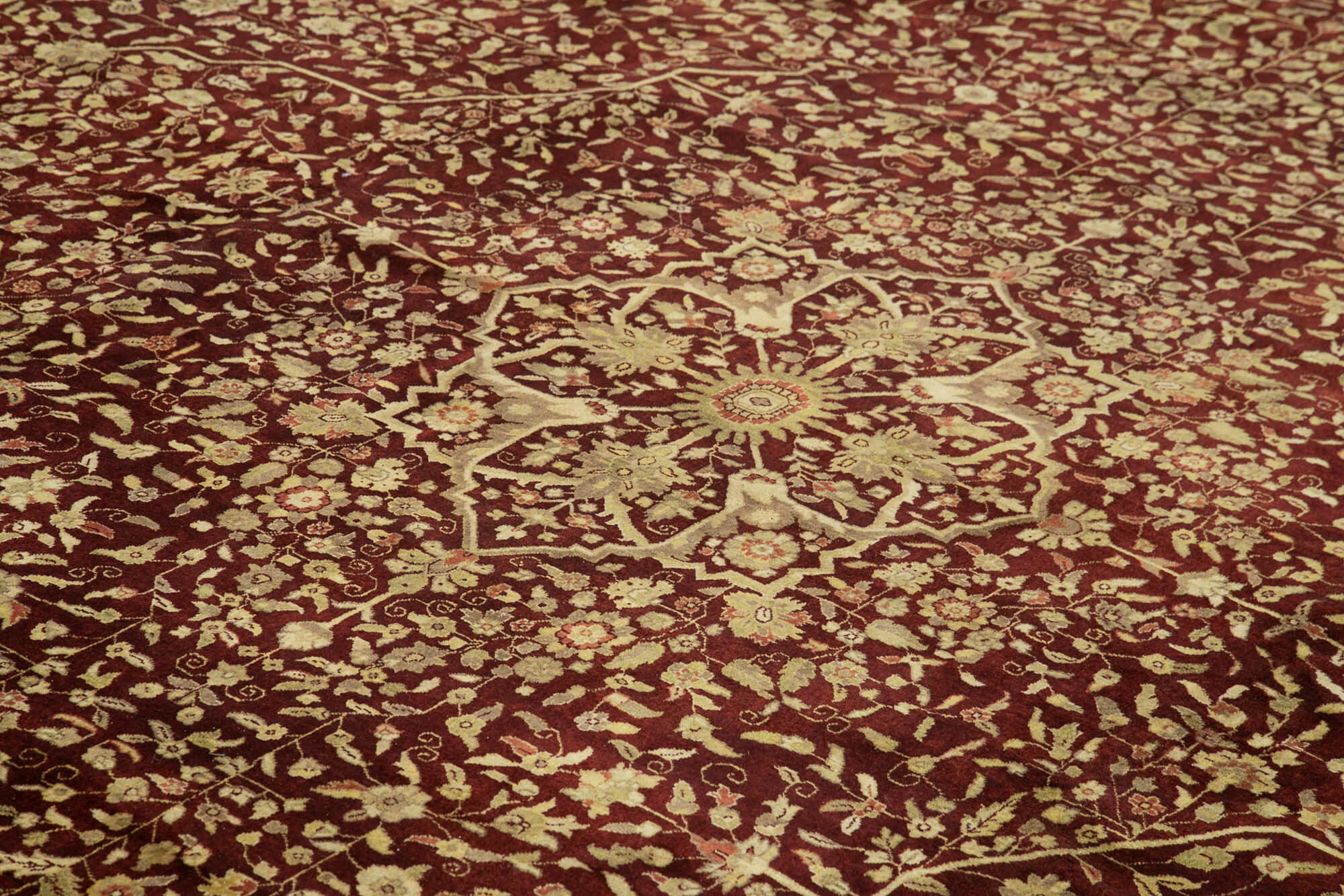 Handmade Wool Area Rug – Tebriz Red Classic Cotton Wool Hand Knotted Rug 12x15 ft