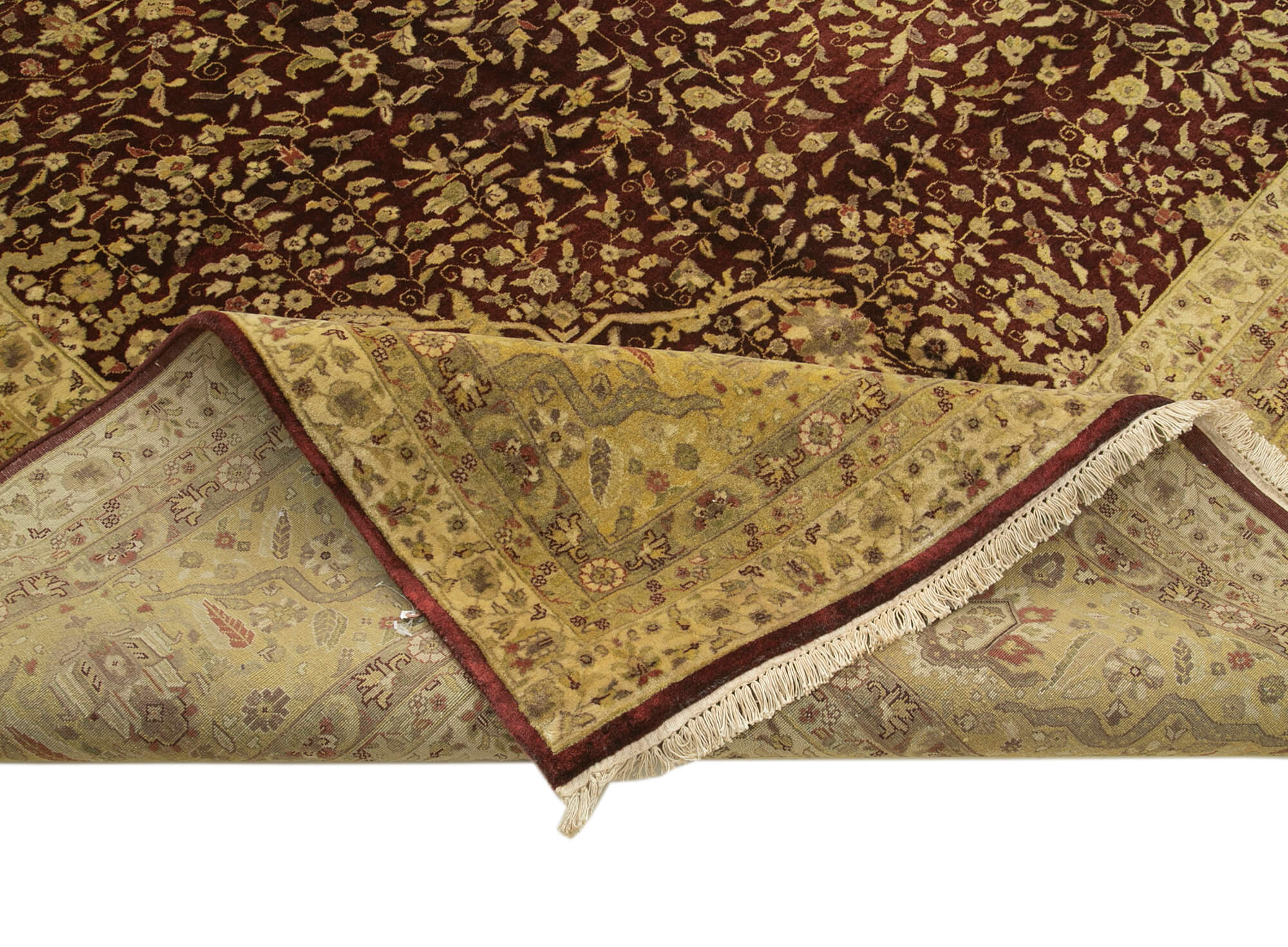 Handmade Wool Area Rug – Tebriz Red Classic Cotton Wool Hand Knotted Rug 12x15 ft