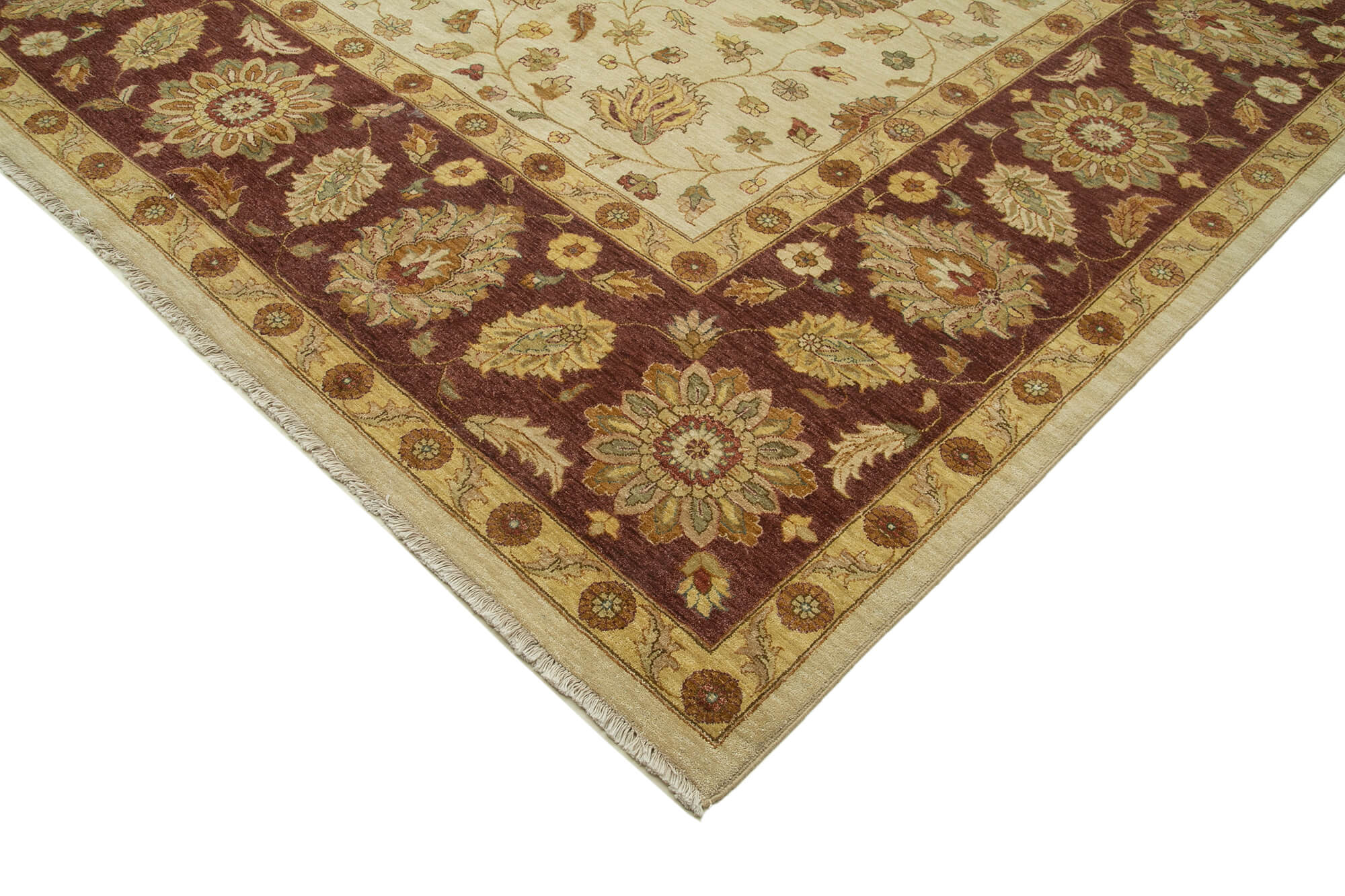 Handmade Wool Area Rug – Classic Beige Cotton Wool Rug 13'11''x20'4'' Large Living Room