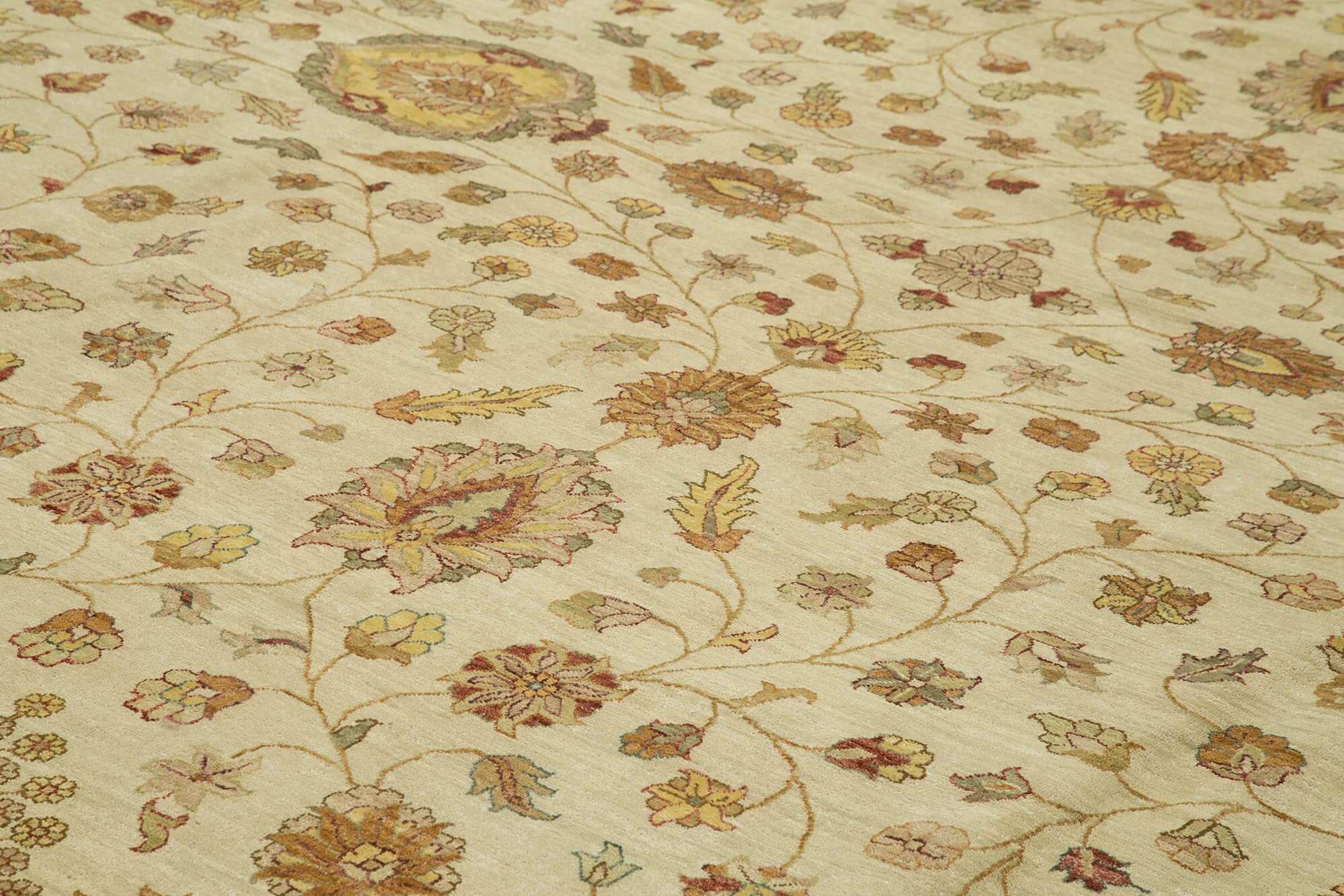 Handmade Wool Area Rug – Classic Beige Cotton Wool Rug 13'11''x20'4'' Large Living Room