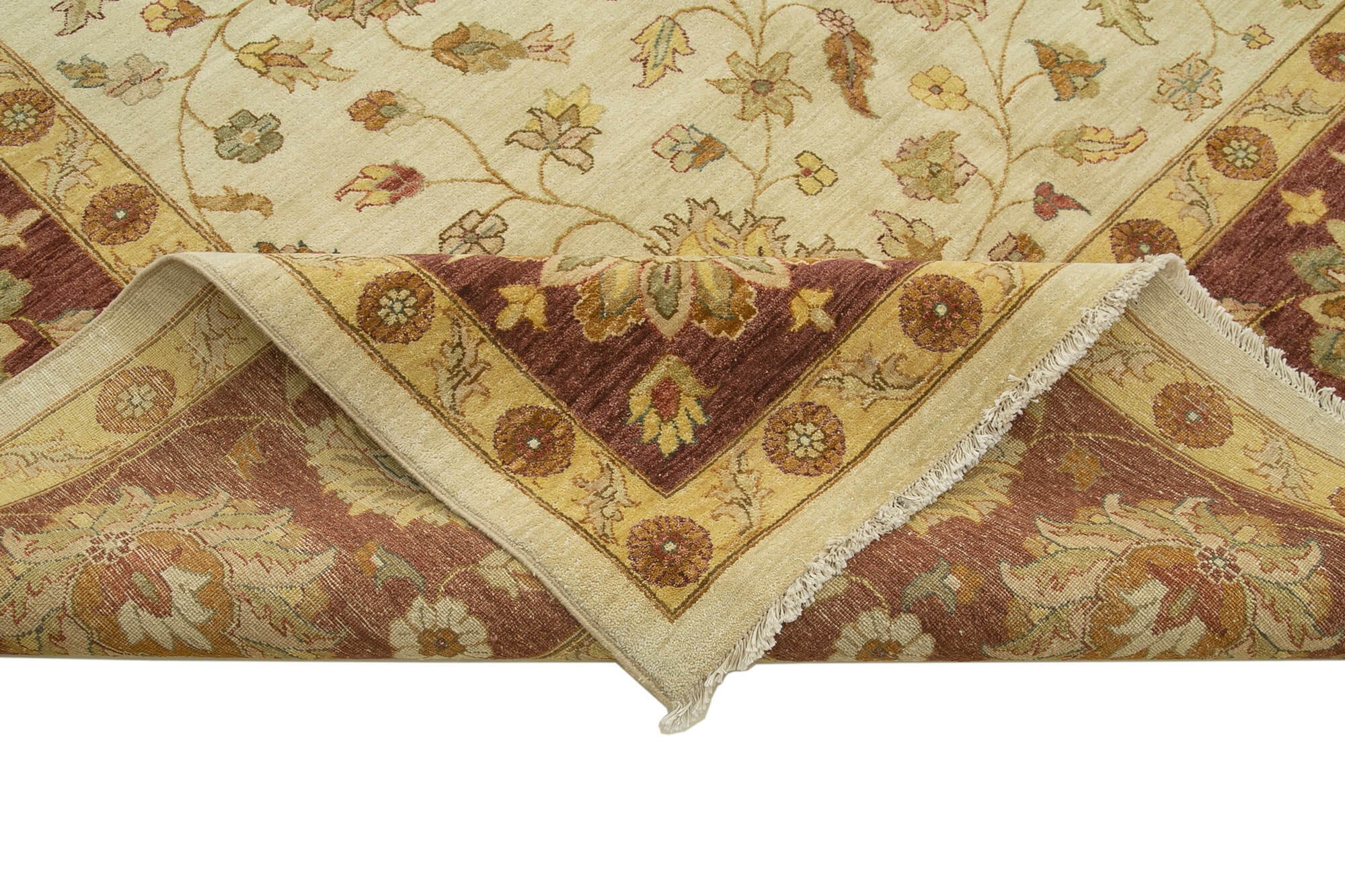 Handmade Wool Area Rug – Classic Beige Cotton Wool Rug 13'11''x20'4'' Large Living Room