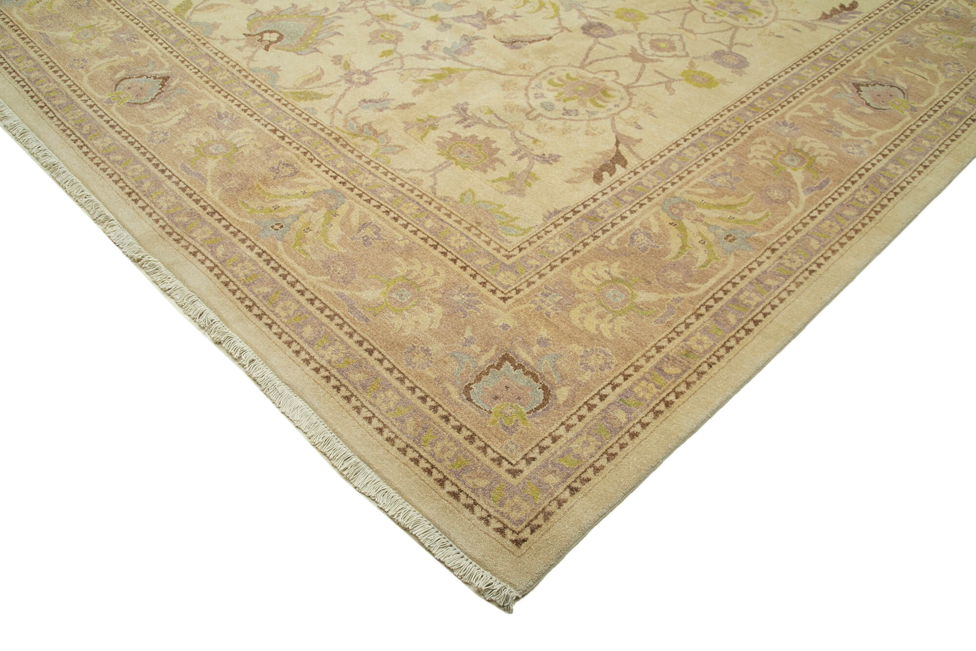 Handmade Wool Area Rug – Classic Beige Vintage Style Cotton Wool Rug 12'x18'4''