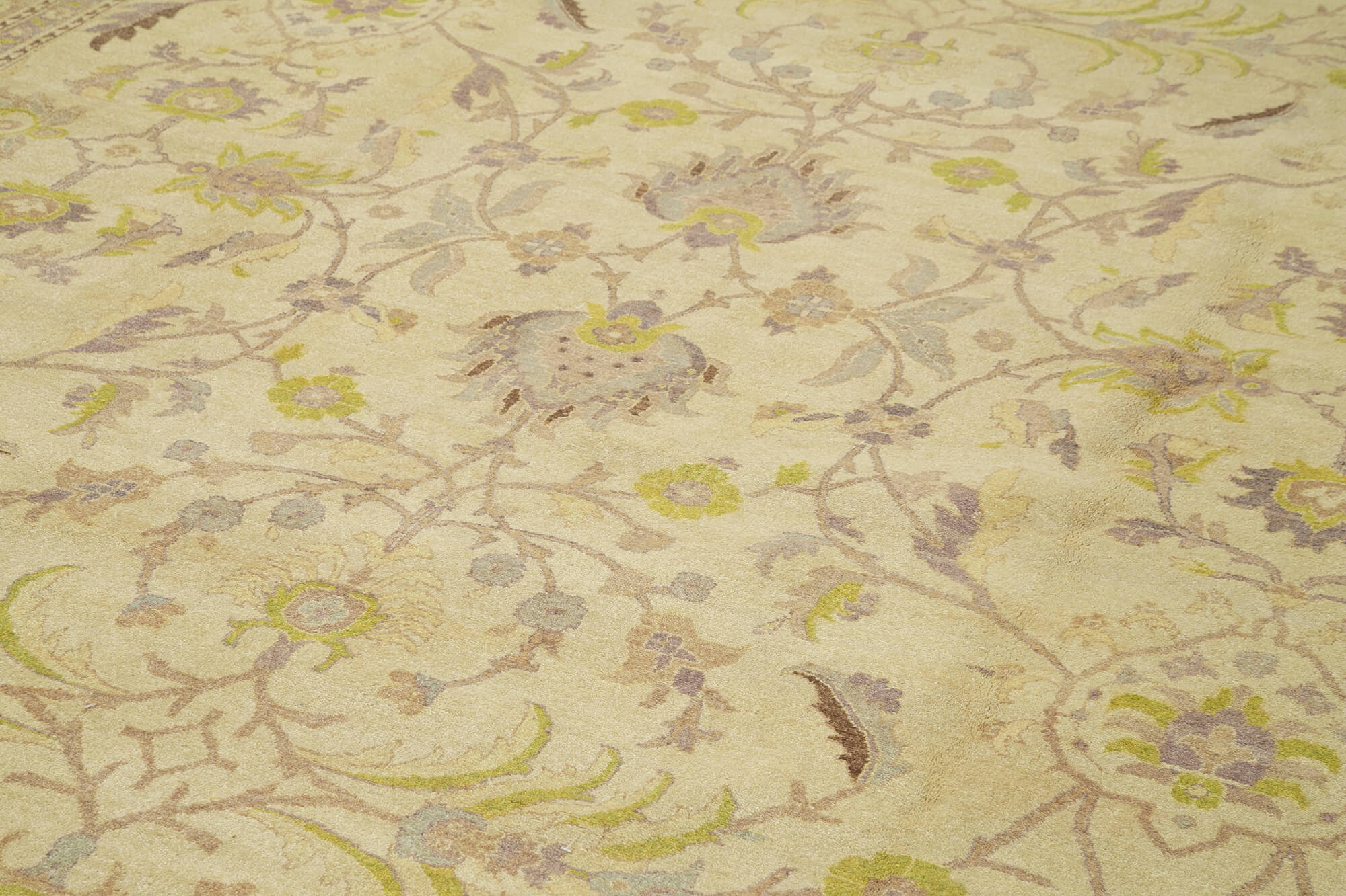 Handmade Wool Area Rug – Classic Beige Vintage Style Cotton Wool Rug 12'x18'4''