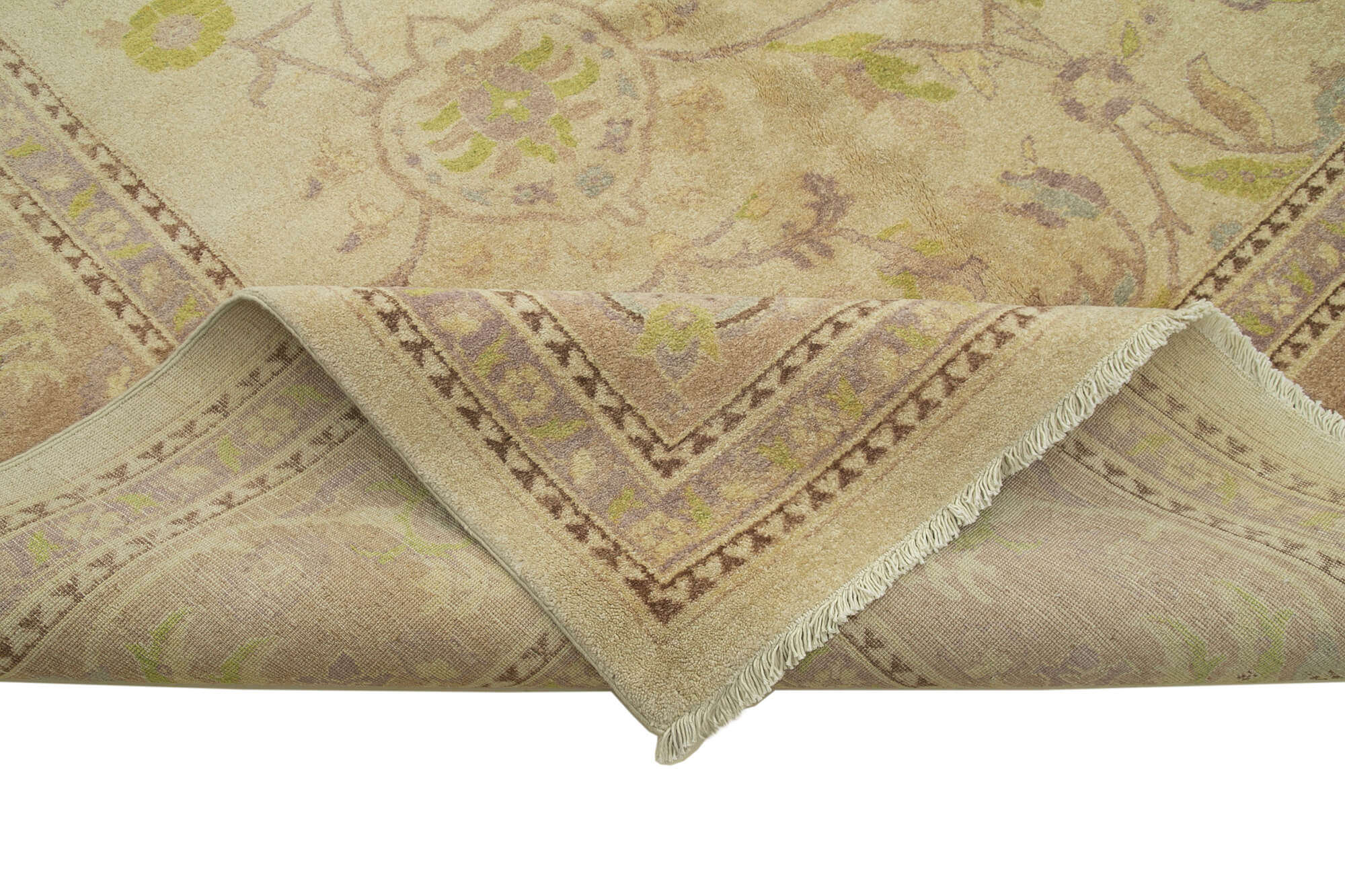 Handmade Wool Area Rug – Classic Beige Vintage Style Cotton Wool Rug 12'x18'4''