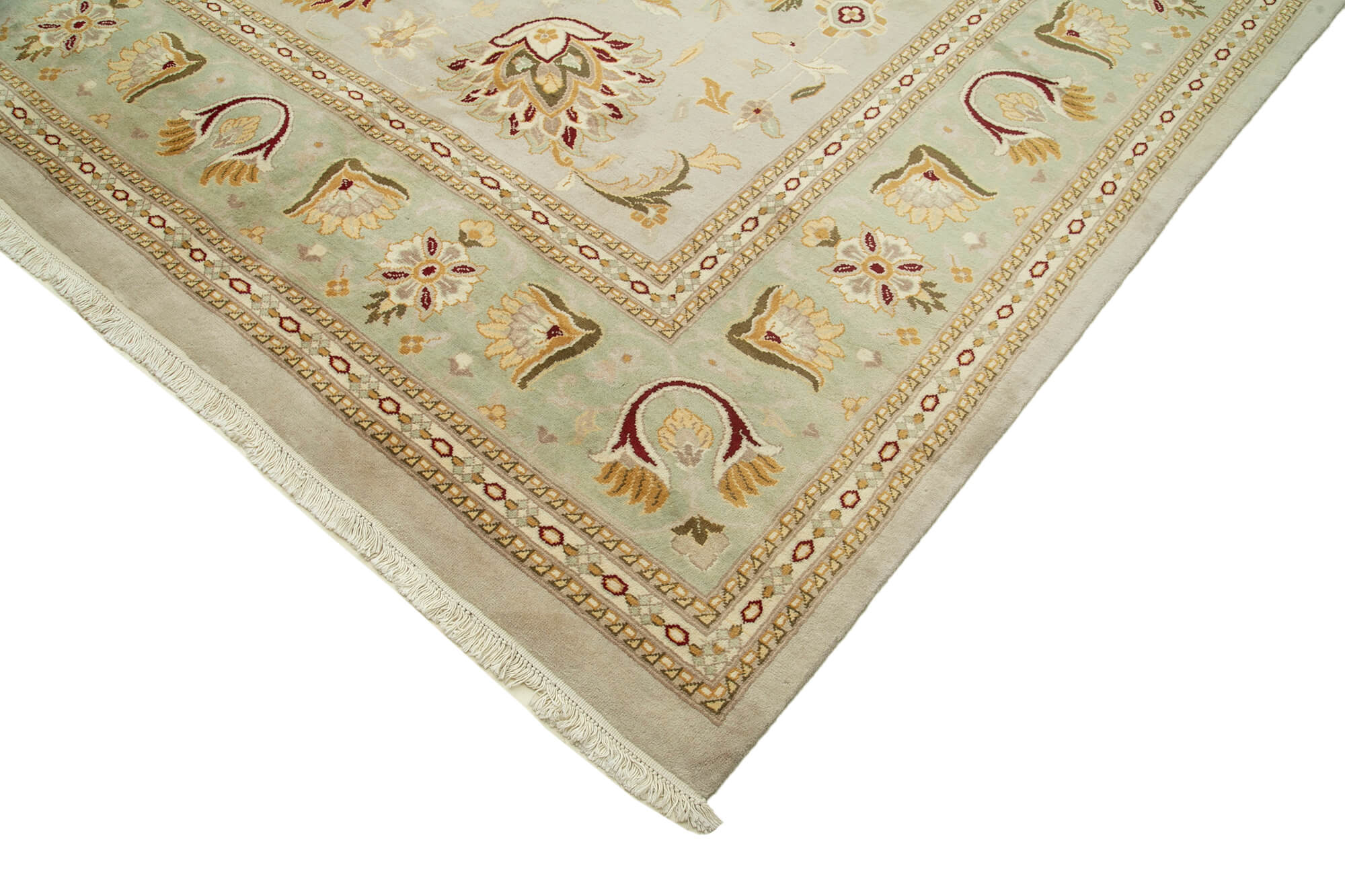 Handmade Wool Area Rug – Classic Beige Vintage Hand Knotted Carpet 12'2''x18'1''