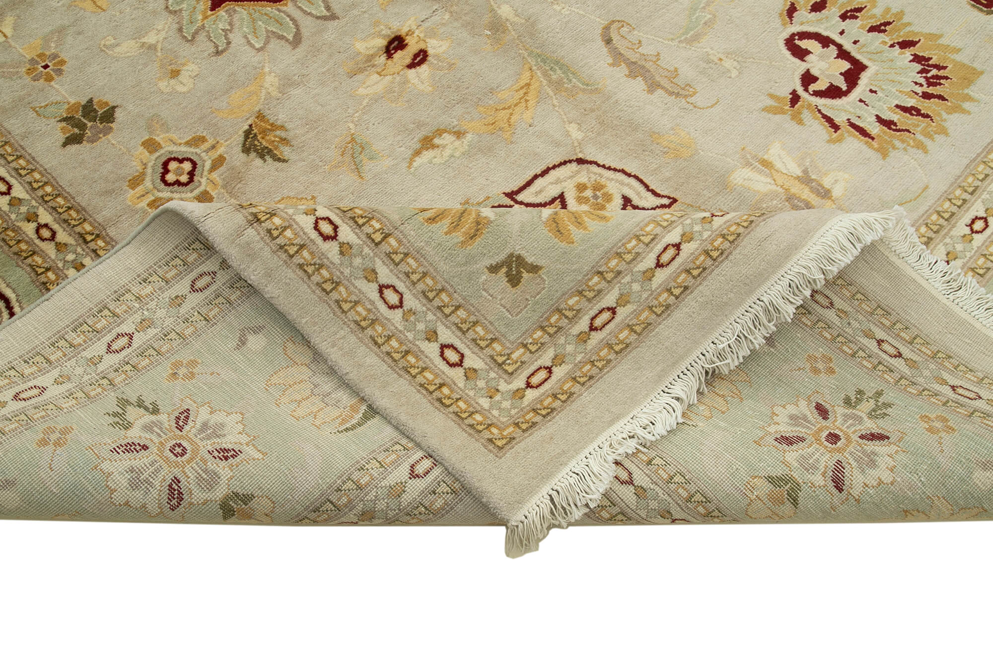 Handmade Wool Area Rug – Classic Beige Vintage Hand Knotted Carpet 12'2''x18'1''
