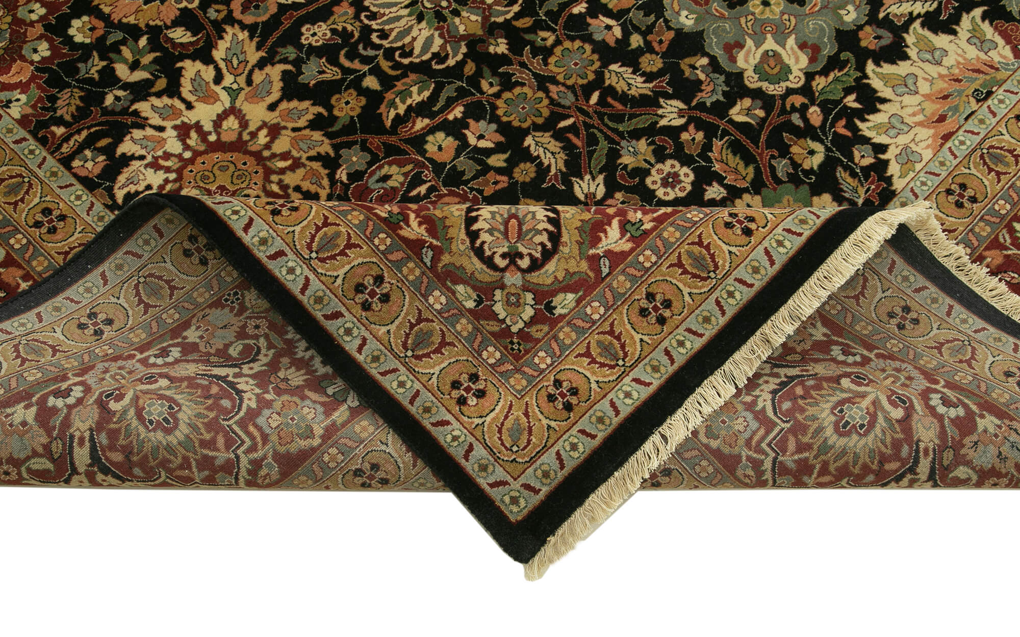 Handmade Wool Area Rug | Vintage Turkish Carpet Brown Cotton 12'x14'7''