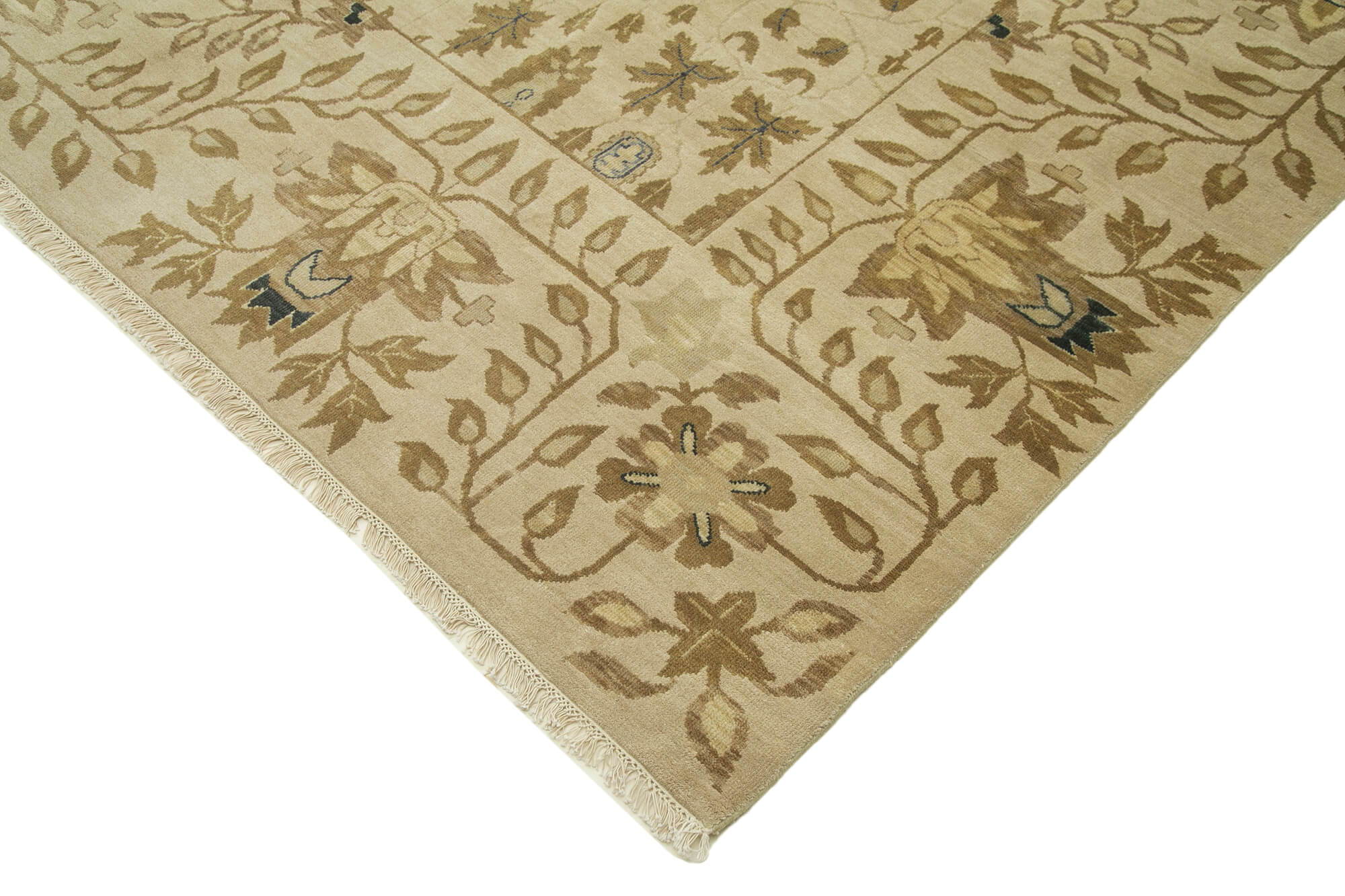 Handmade Wool Area Rug – Classic Beige Carpet, Vintage Turkish Rug 11'9''x14'5''