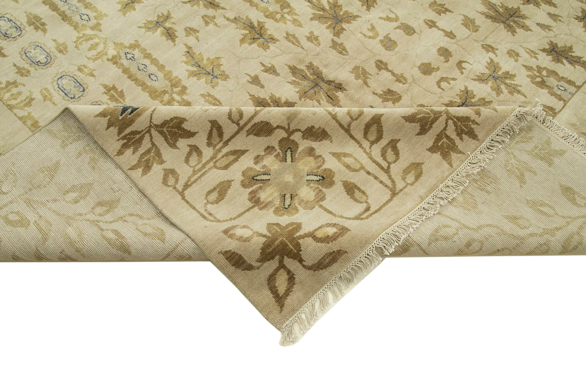 Handmade Wool Area Rug – Classic Beige Carpet, Vintage Turkish Rug 11'9''x14'5''