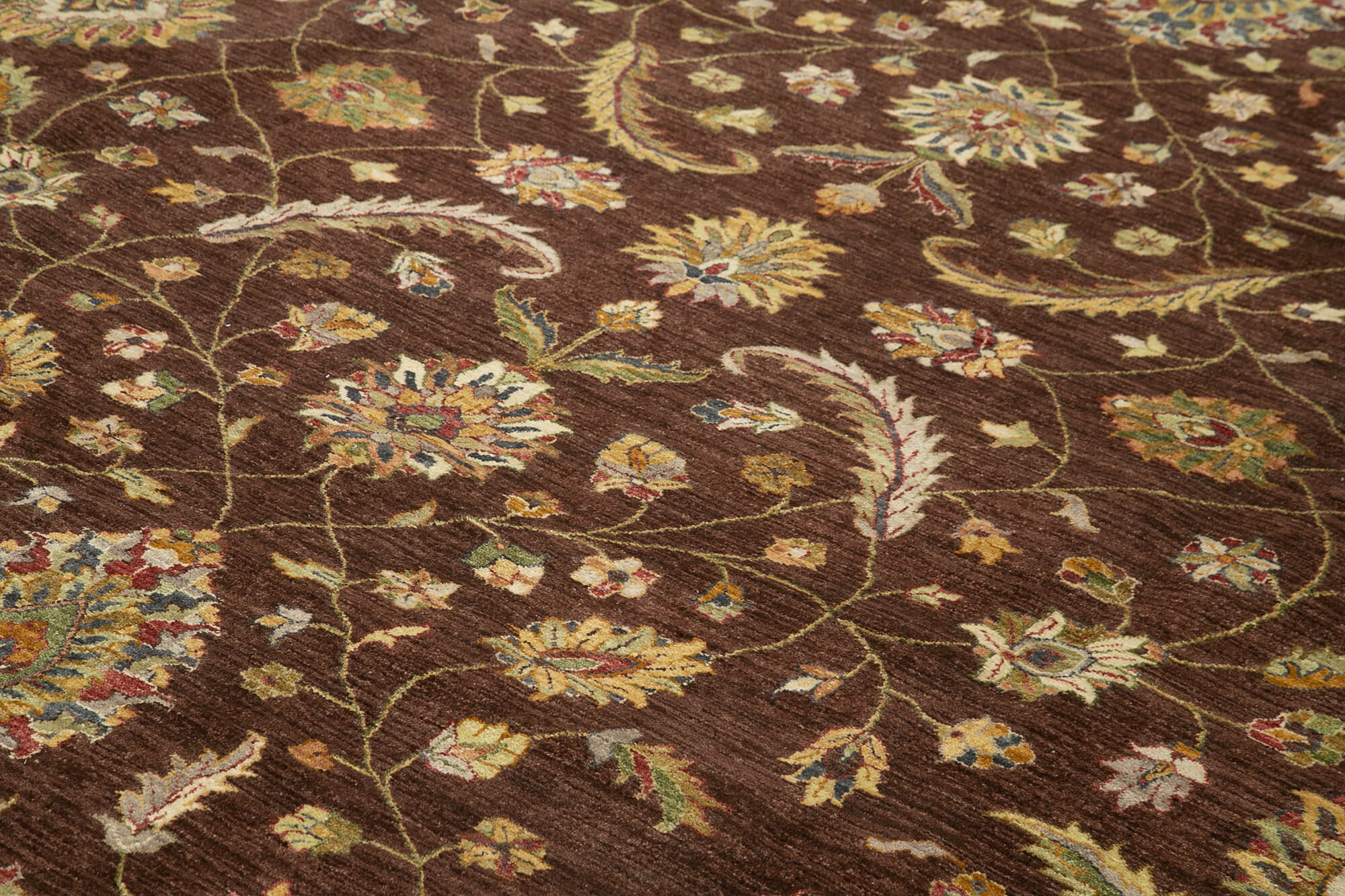 Handmade Wool Area Rug – Tebriz Brown Classic Style Carpet | Durable Cotton Wool Blend 11'10''x14'10''
