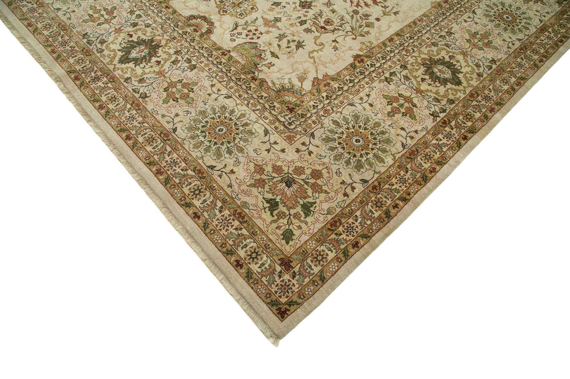 Handmade Wool Area Rug – Classic Beige Turkish Hand Knotted Rug 13'0''x17'1''