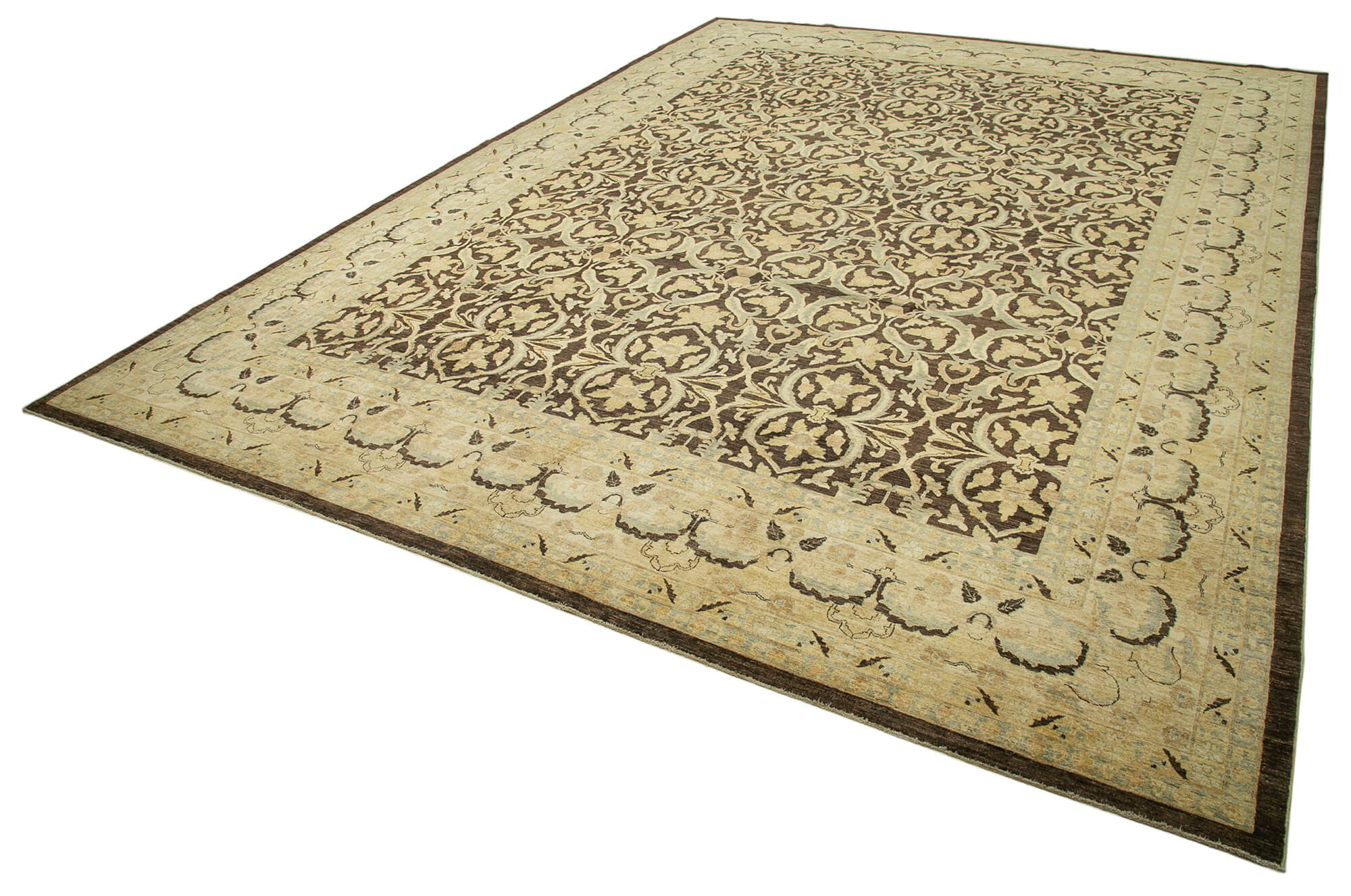 Handmade Wool Area Rug – Tebriz Beige Classic Cotton Wool Rug 13'3''x18'2''