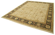 Handmade Wool Area Rug – Tebriz Classic Beige Cotton Wool Rug 12'2''x14'10''